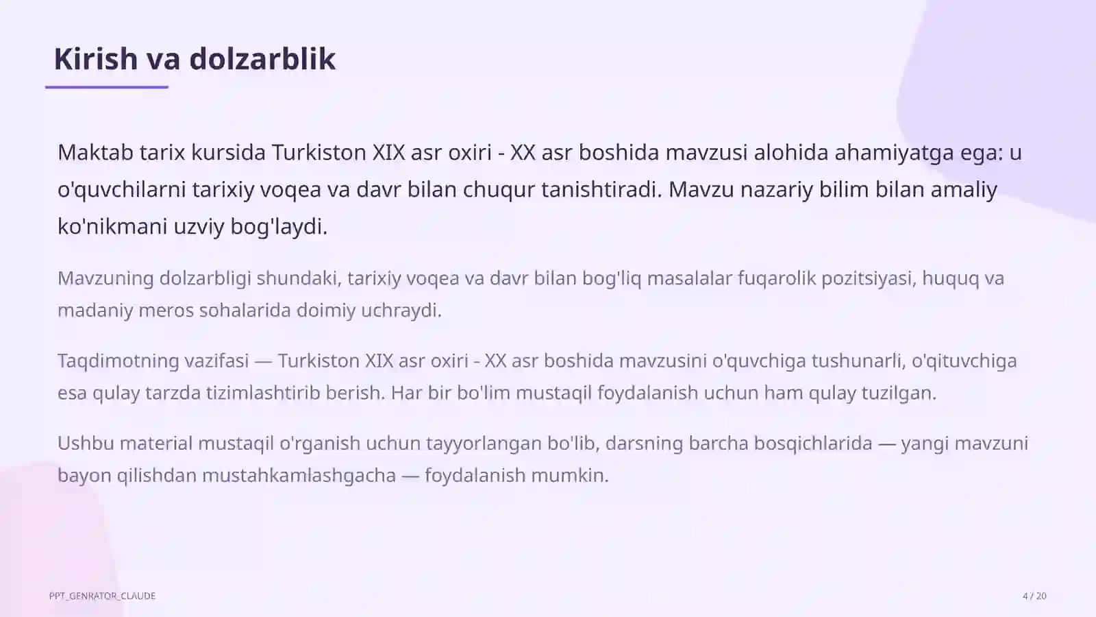 Turkiston XIX asr oxiri - XX asr boshida (9-sinf) 4