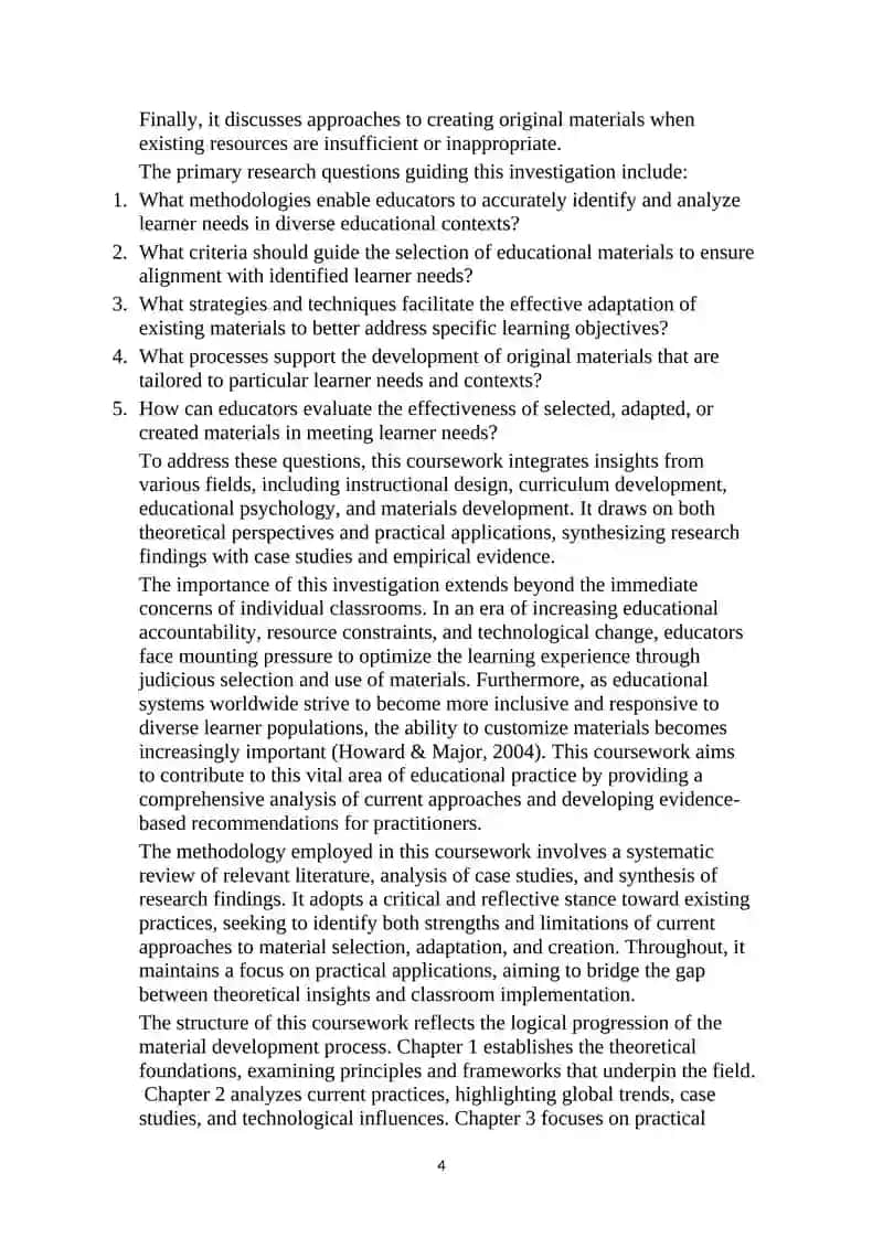 SELECTING, ADAPTING AND CREATING MATERIALS ACCORDING TO LEARNERS' NEEDS 4