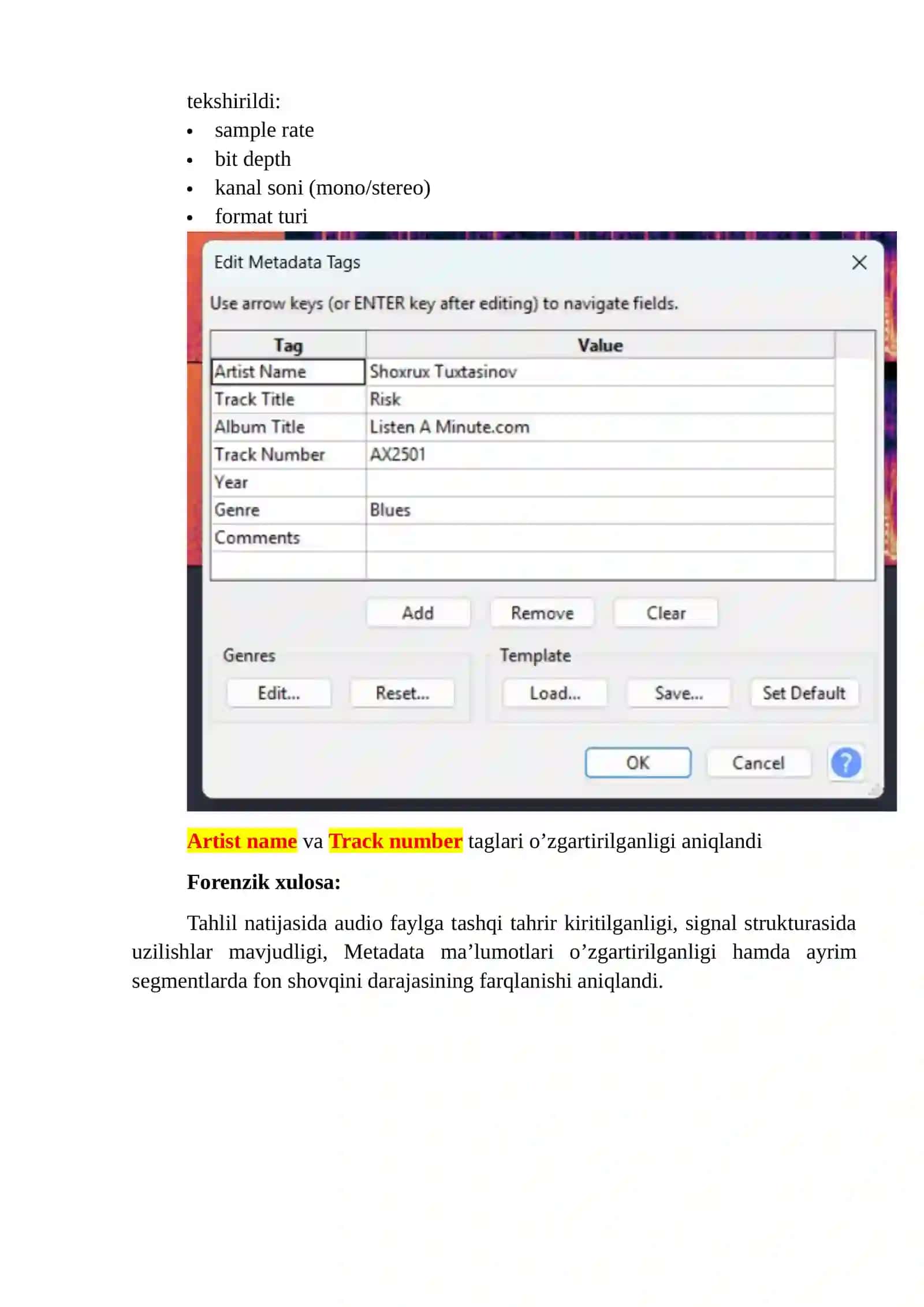 Audio, vedio, rasm faylni forenzik tahlili 4