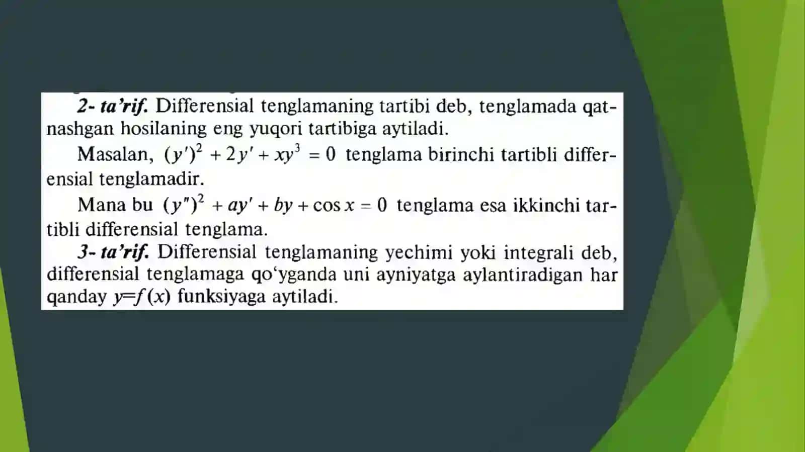 Differensialtenglamalarfani 4
