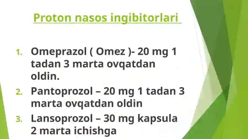 Gastroenterologiyada ishlatiladigan dorilar to'plamivadozalari 4
