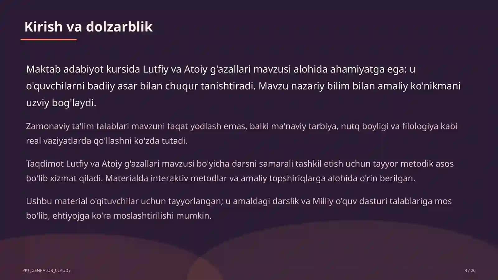 Lutfiy va Atoiy g'azallari (10-sinf) 4