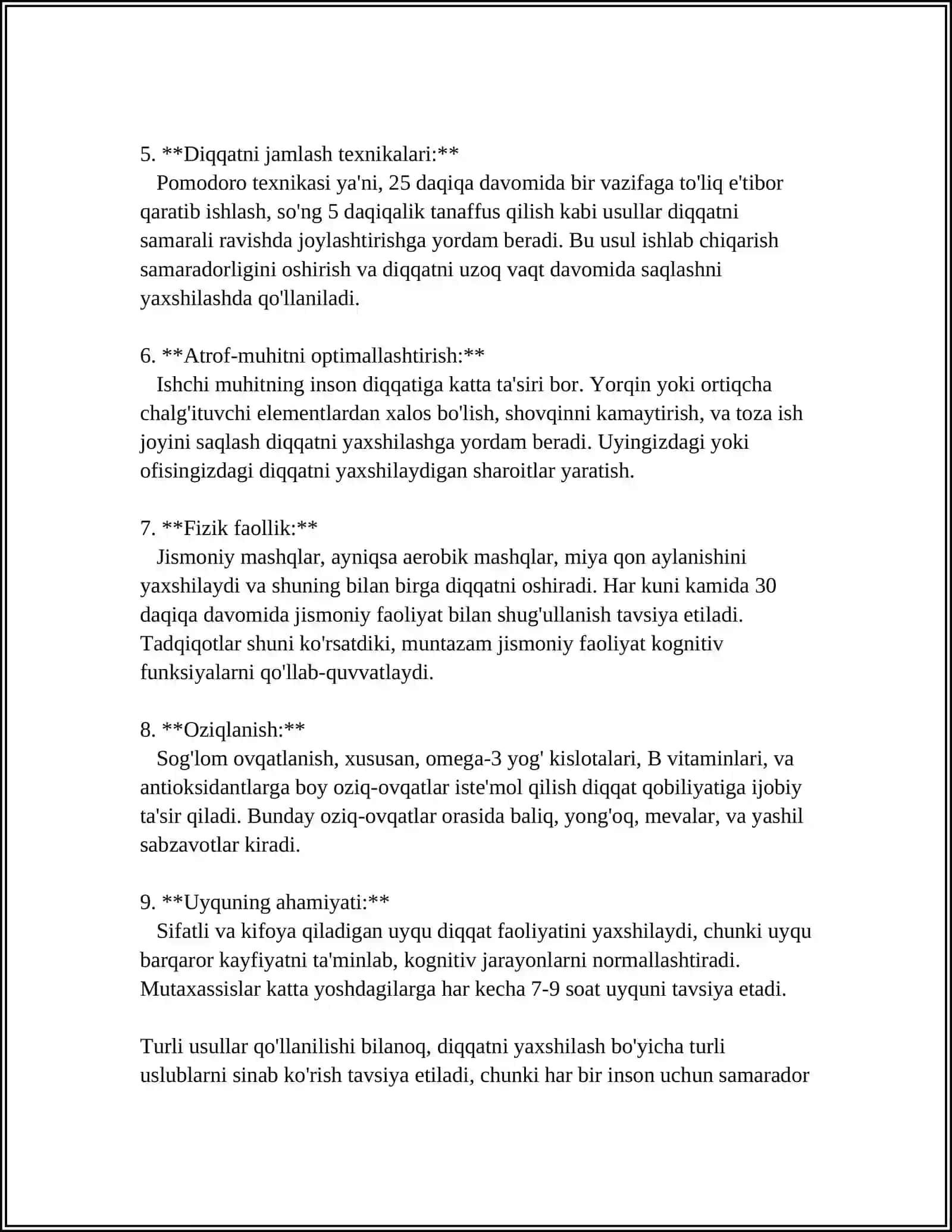 DIQQATNI RIVOJLANTIRISH METODLARI 4