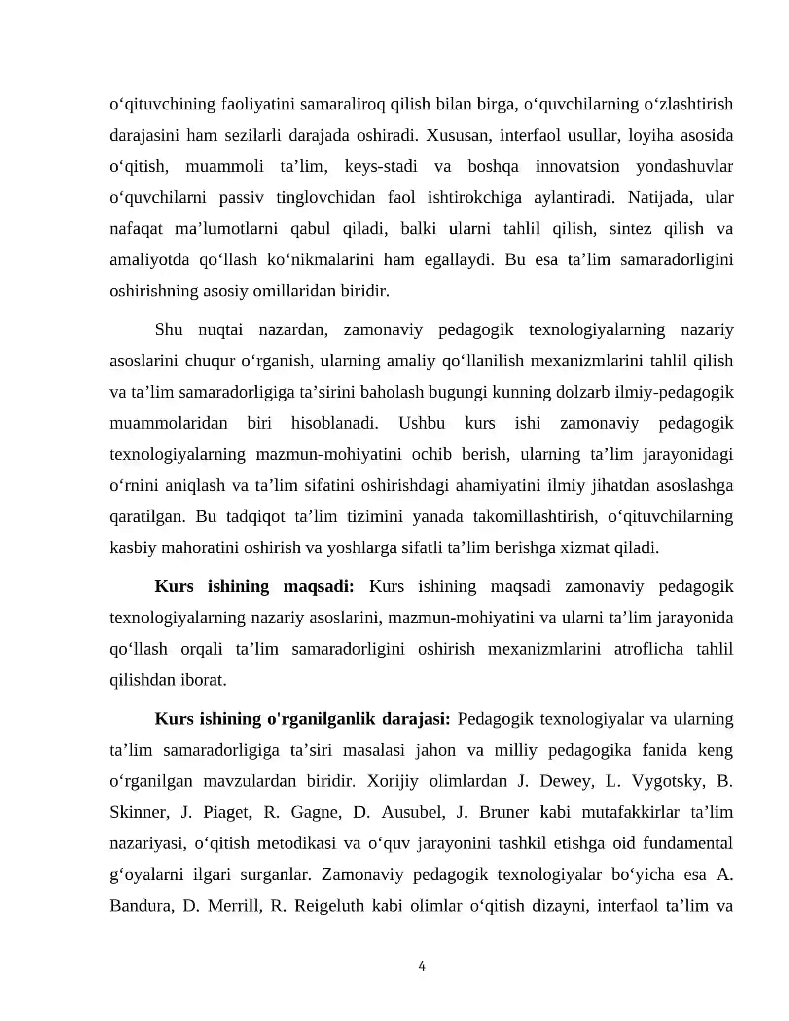 ZAMONAVIY PEDAGOGIK TEXNOLOGIYANING MAZMUN-MOHIYATI VA TA’LIM SAMARADORLIGINI OSHIRISHDAGI AHAMIYATI 4
