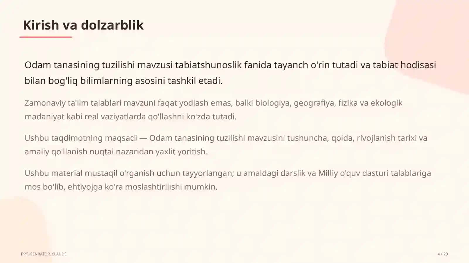 Odam tanasining tuzilishi (2-sinf) 4