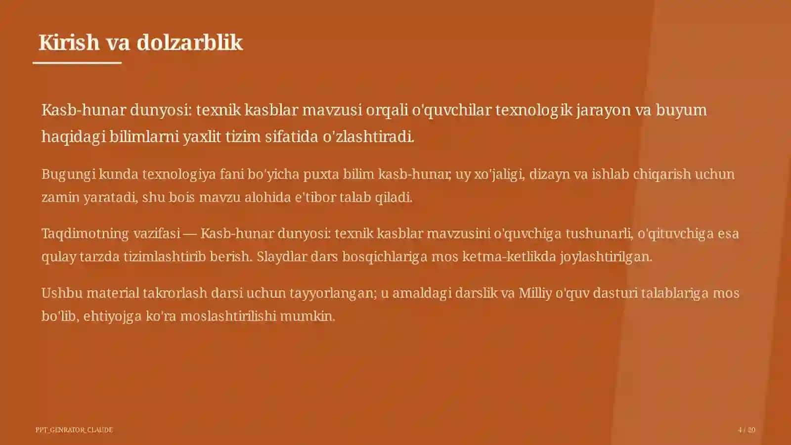 Kasb-hunar dunyosi: texnik kasblar (9-sinf) 4