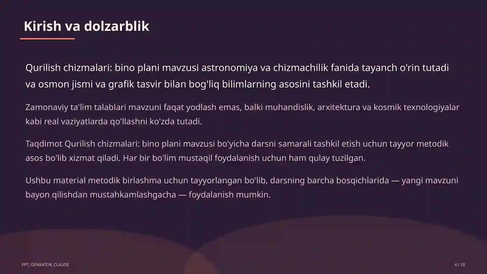 Qurilish chizmalari: bino plani (9-sinf) 4