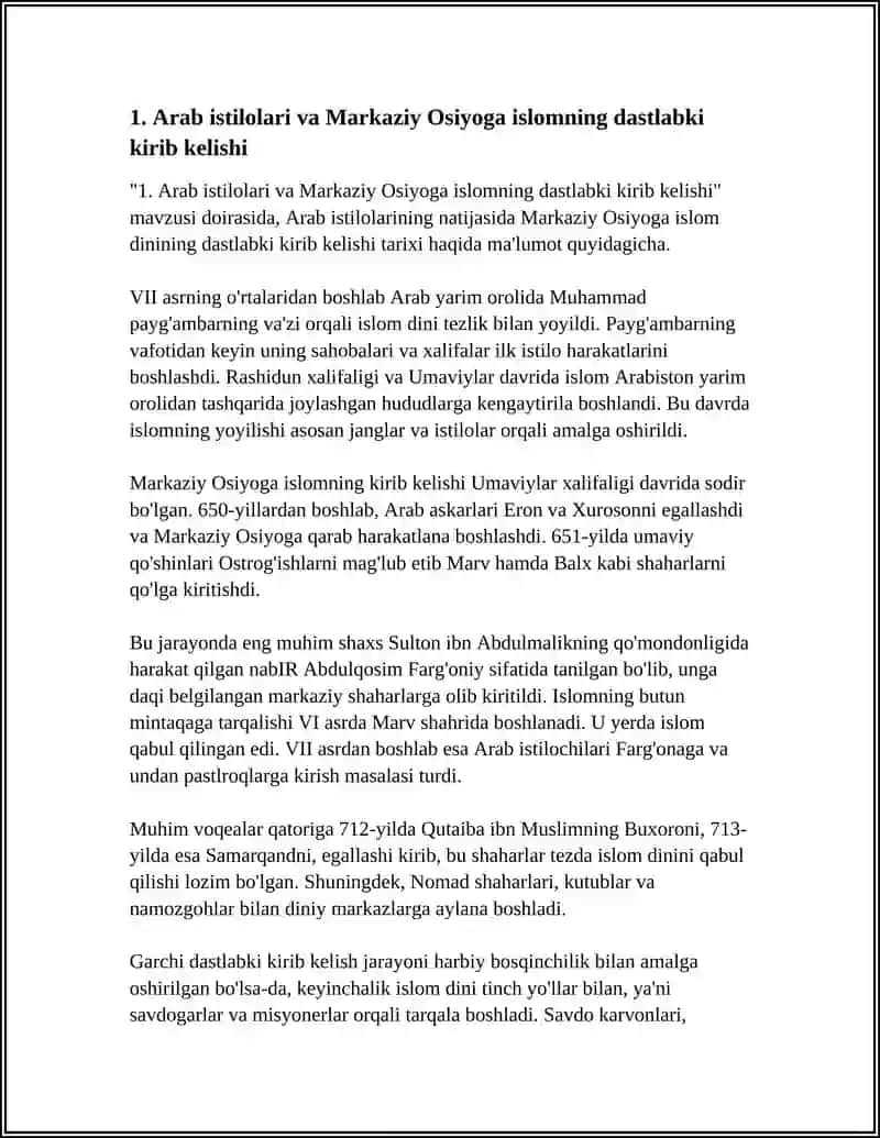 MARKAZIY OSIYOGA ISLOMNING KIRIB KELISHI. ISLOMLASHUV JARAYONLARI 4