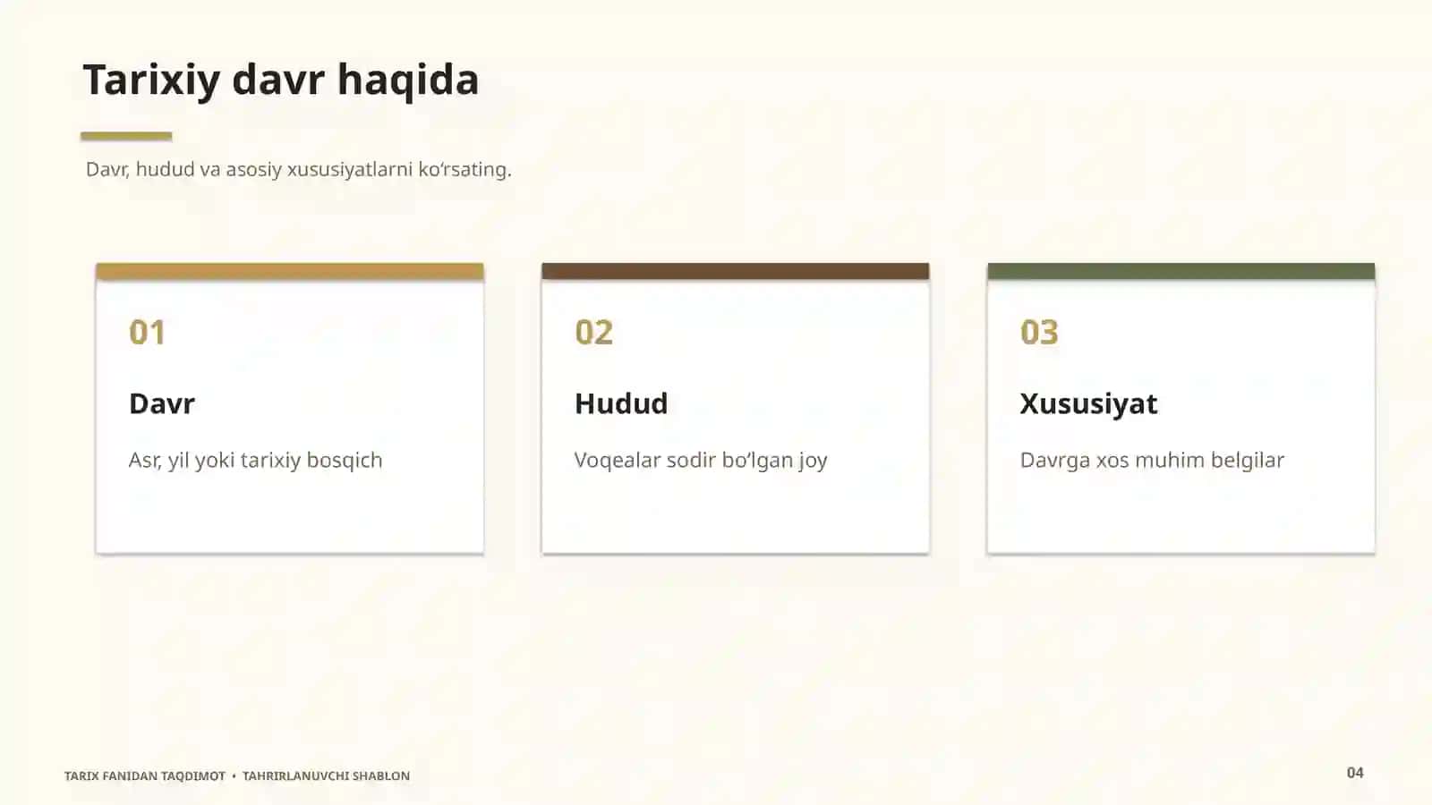 Tarix fanidan zamonaviy PowerPoint taqdimot shabloni — 15 ta slayd 4