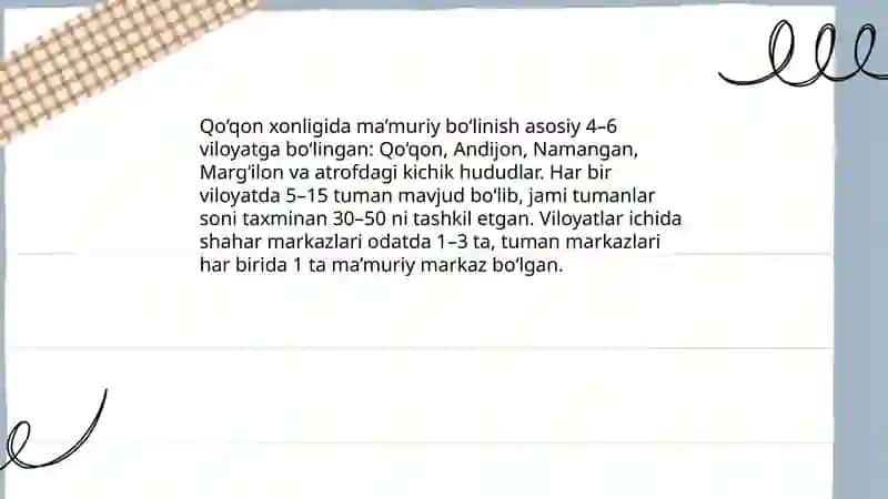 Qo’qon xonligining ma’muriy hududiy bo’linishi 4