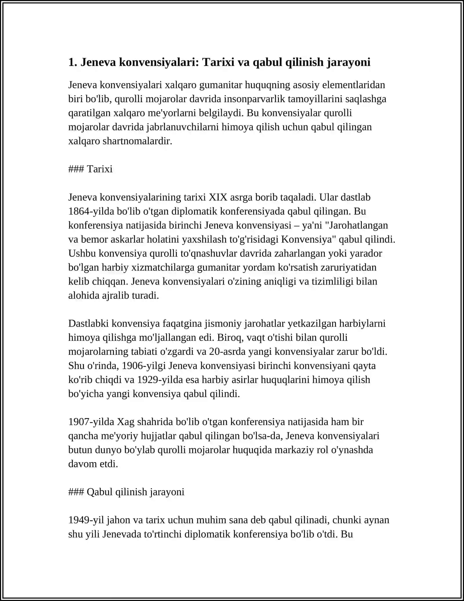 JENEVA KONVENSIYASI GUMANITAR HUQUQ NORMALARINING TAKOMILLASHTIRISHNING YURIDIK ASOSI HAQIDA PREZENTATSIYA TAYYORLASH 4