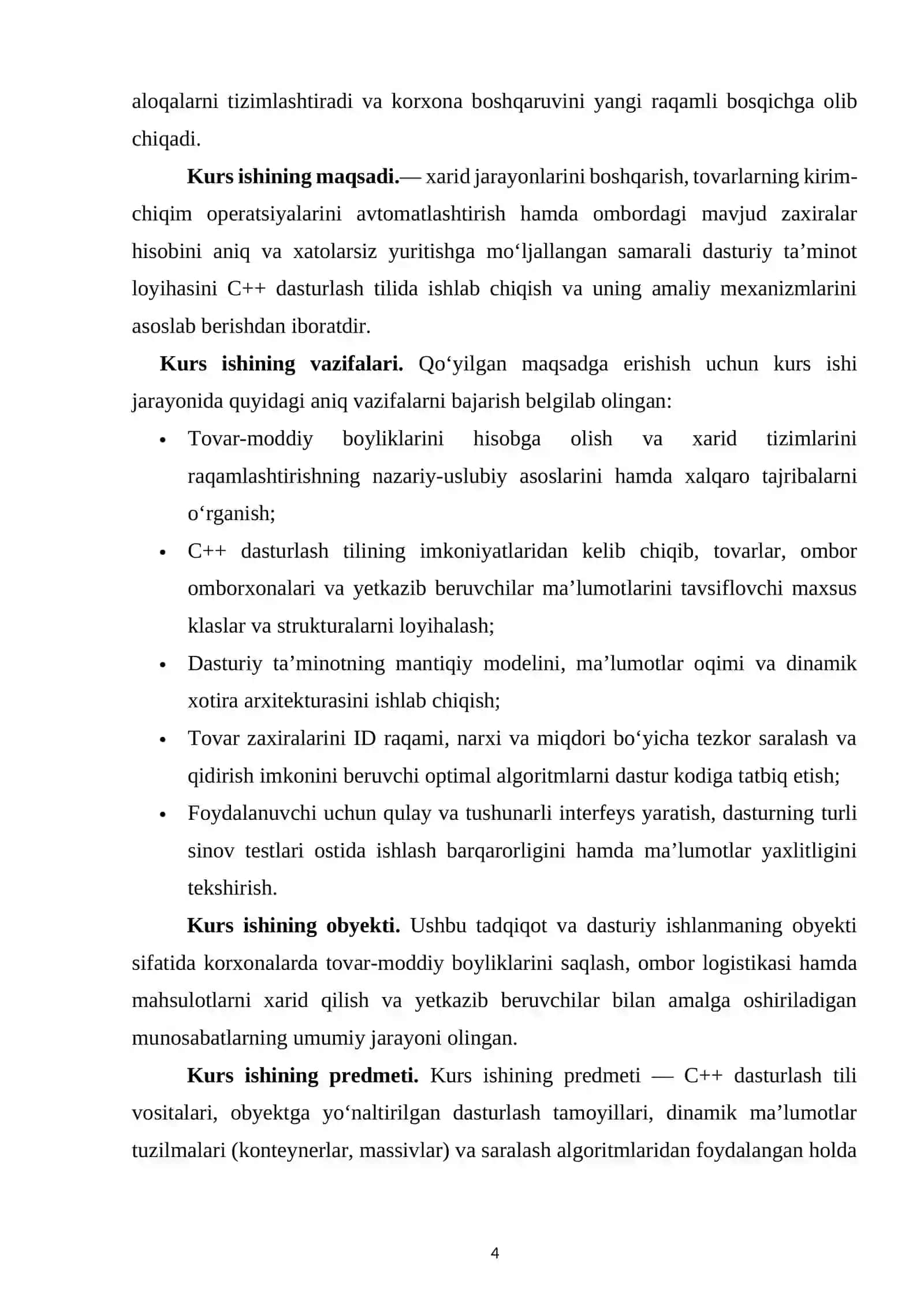 Xarid jarayonlarini qo‘llab-quvvatlash hamda ombordagi tovarlar hisobini yuritish dasturini yaratish 4