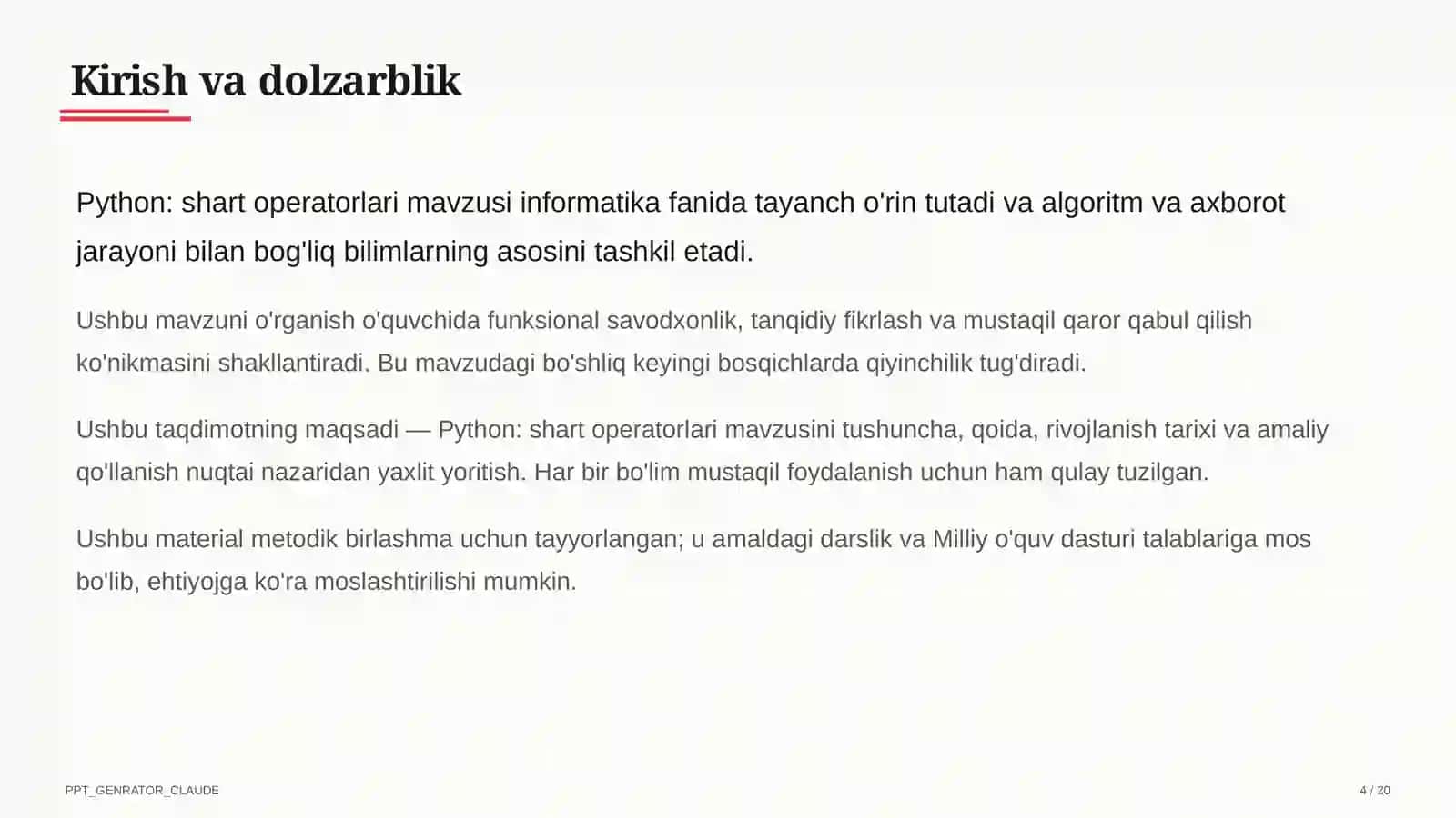 Python: shart operatorlari (8-sinf) 4