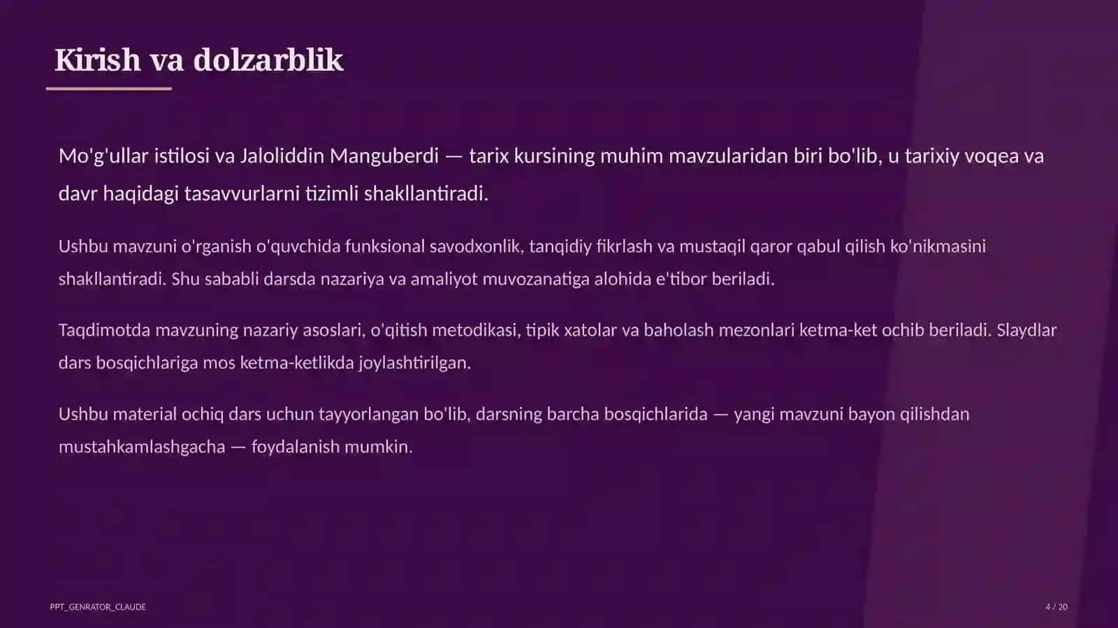 Mo'g'ullar istilosi va Jaloliddin Manguberdi (7-sinf) 4