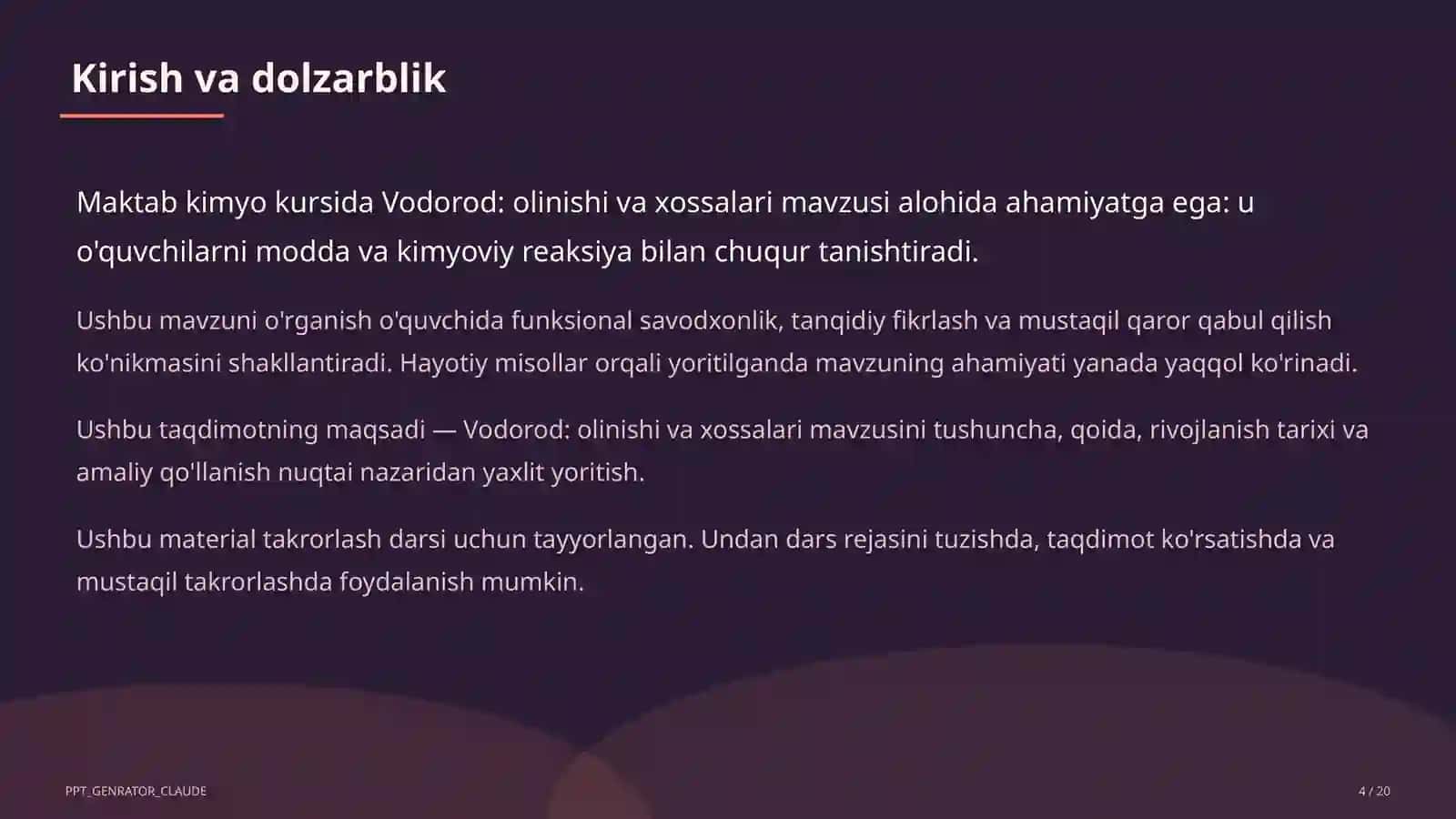 Vodorod: olinishi va xossalari (7-sinf) 4