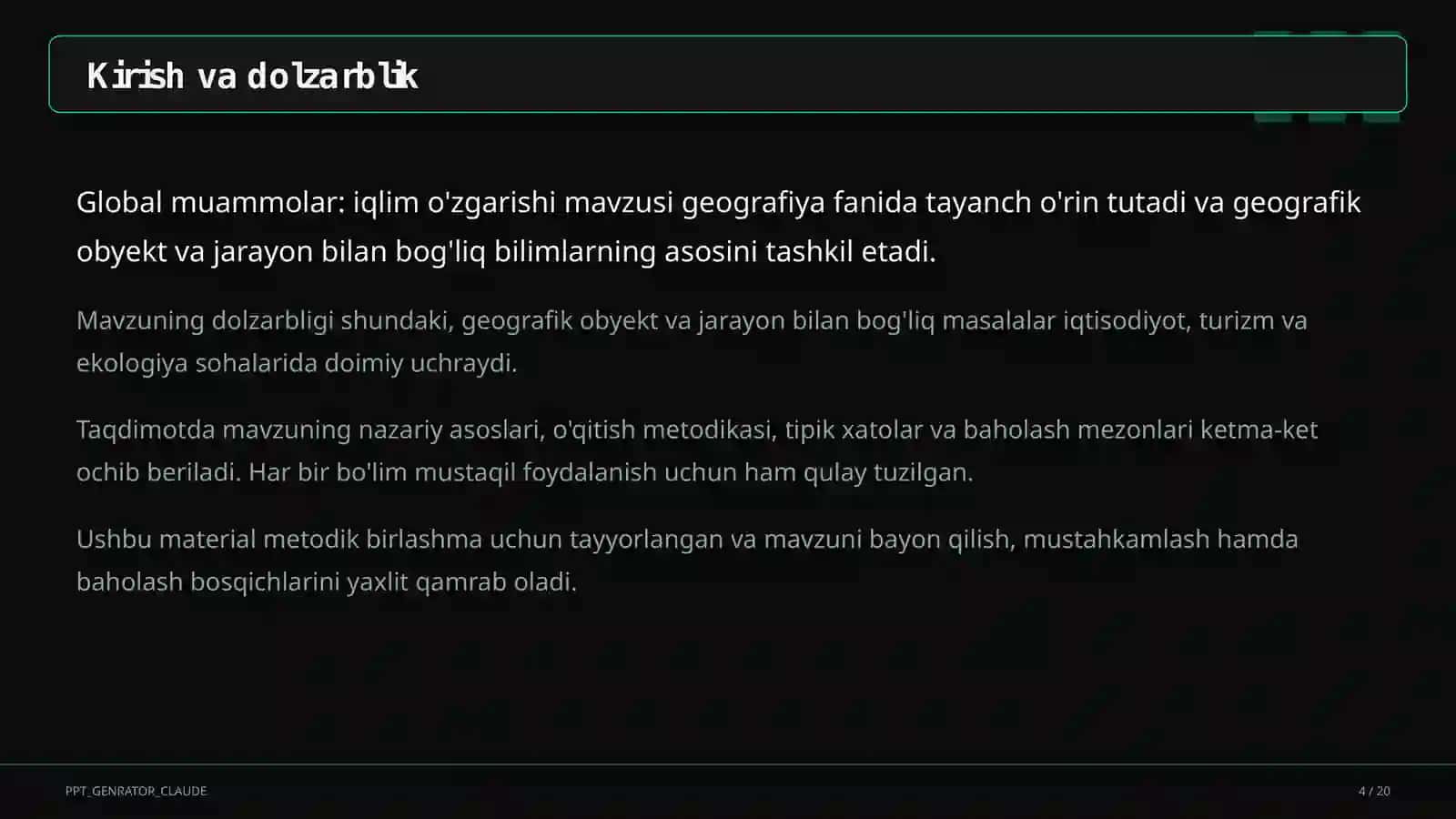 Global muammolar: iqlim o'zgarishi (11-sinf) 4