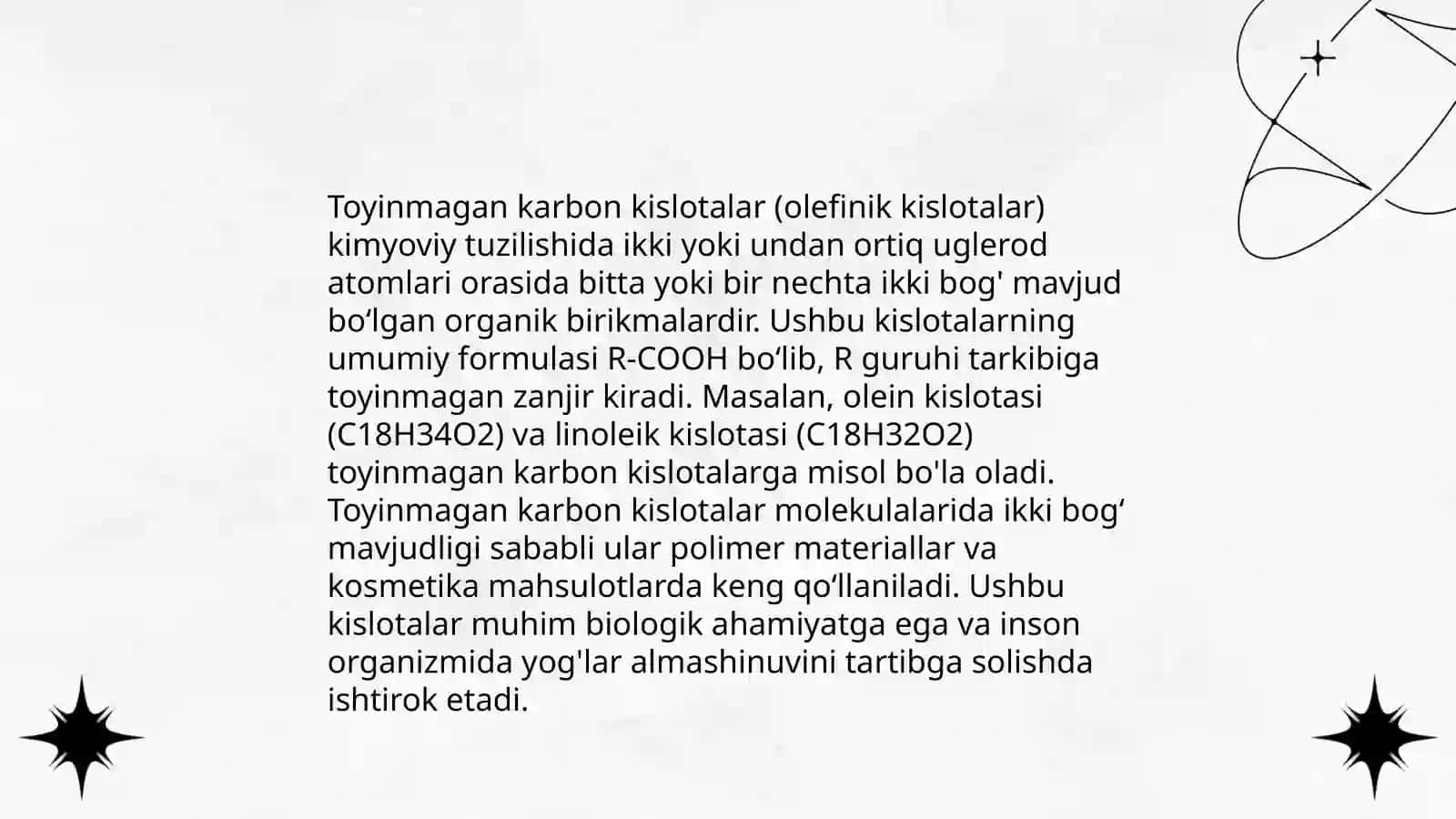 Toyingan va toyinmagan karbon kislotalarni ayrim vakillari 4