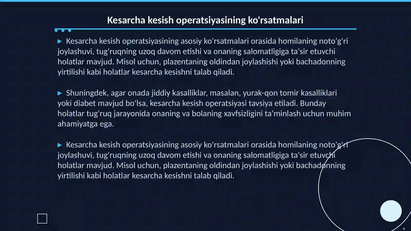 Kesarcha kesish operatsiyasini otkazish 4