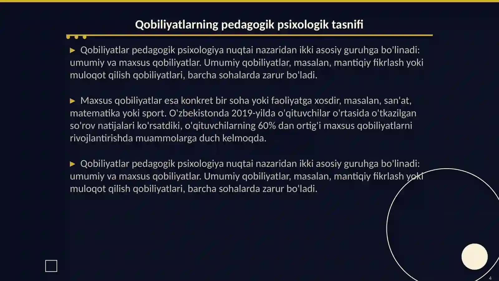 Qobiliyatlarning pedagogik psixologik tasnifi 4