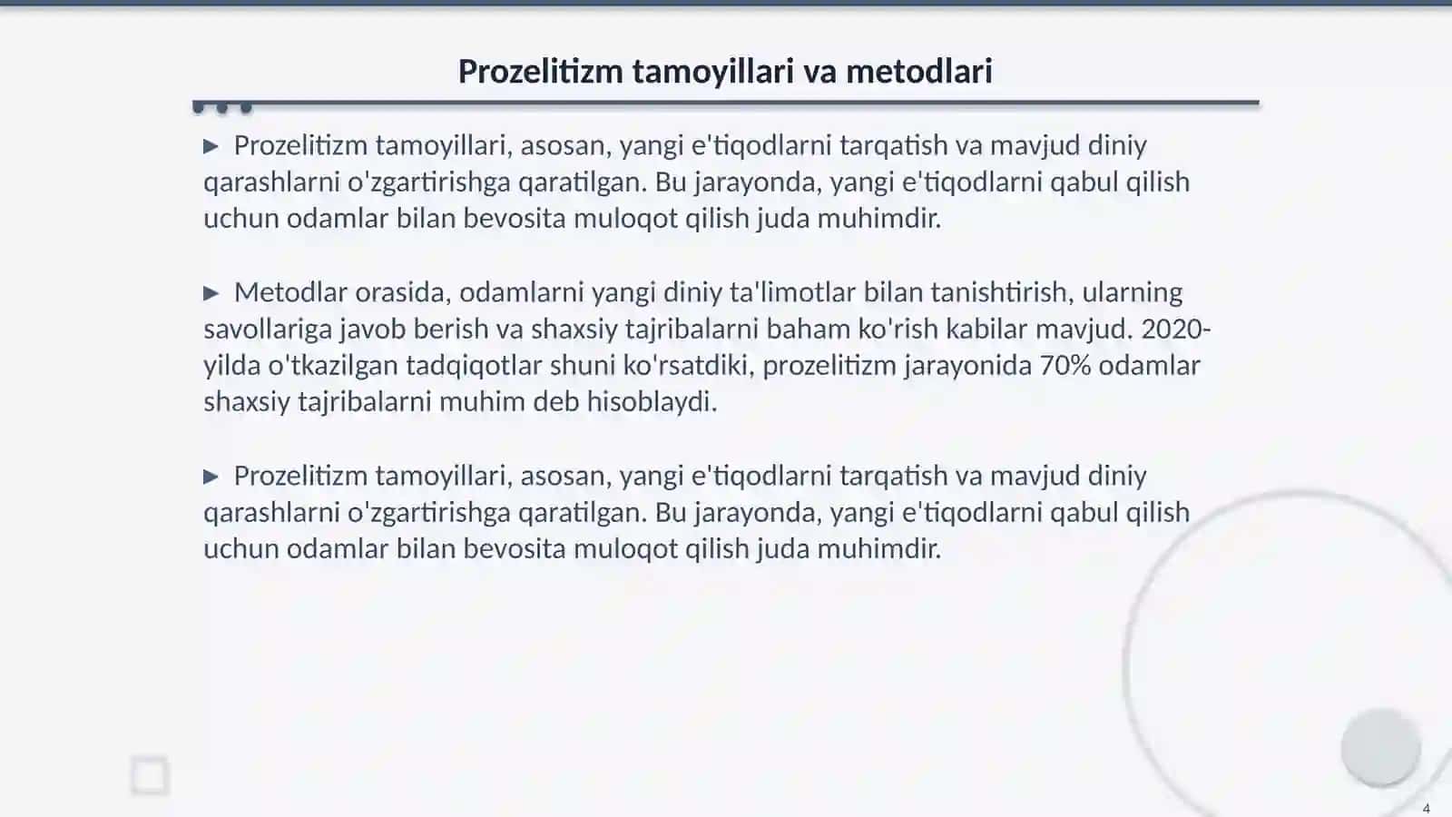 Missionerlik va prozelitizmning tarğibot usul va vositalari 4