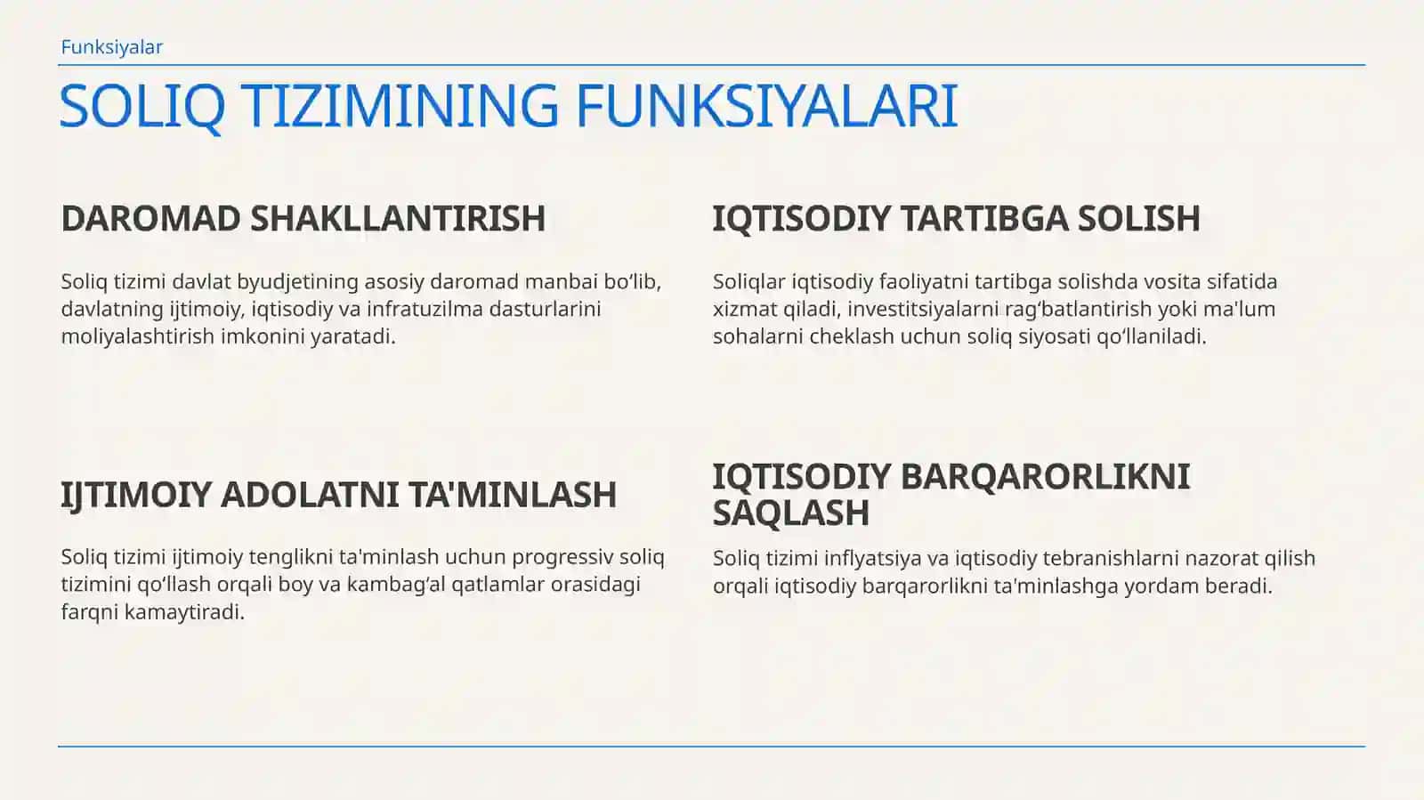 Oʻquv-ilmiy adabiyotlar asosida soliq tizimining iqtisodiy mohiyati va uning davlat byudjetidagi 4
