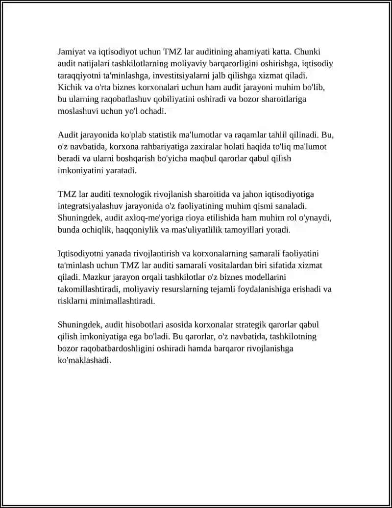 TMZ lar auditining maqsadi va ahamiyati 4