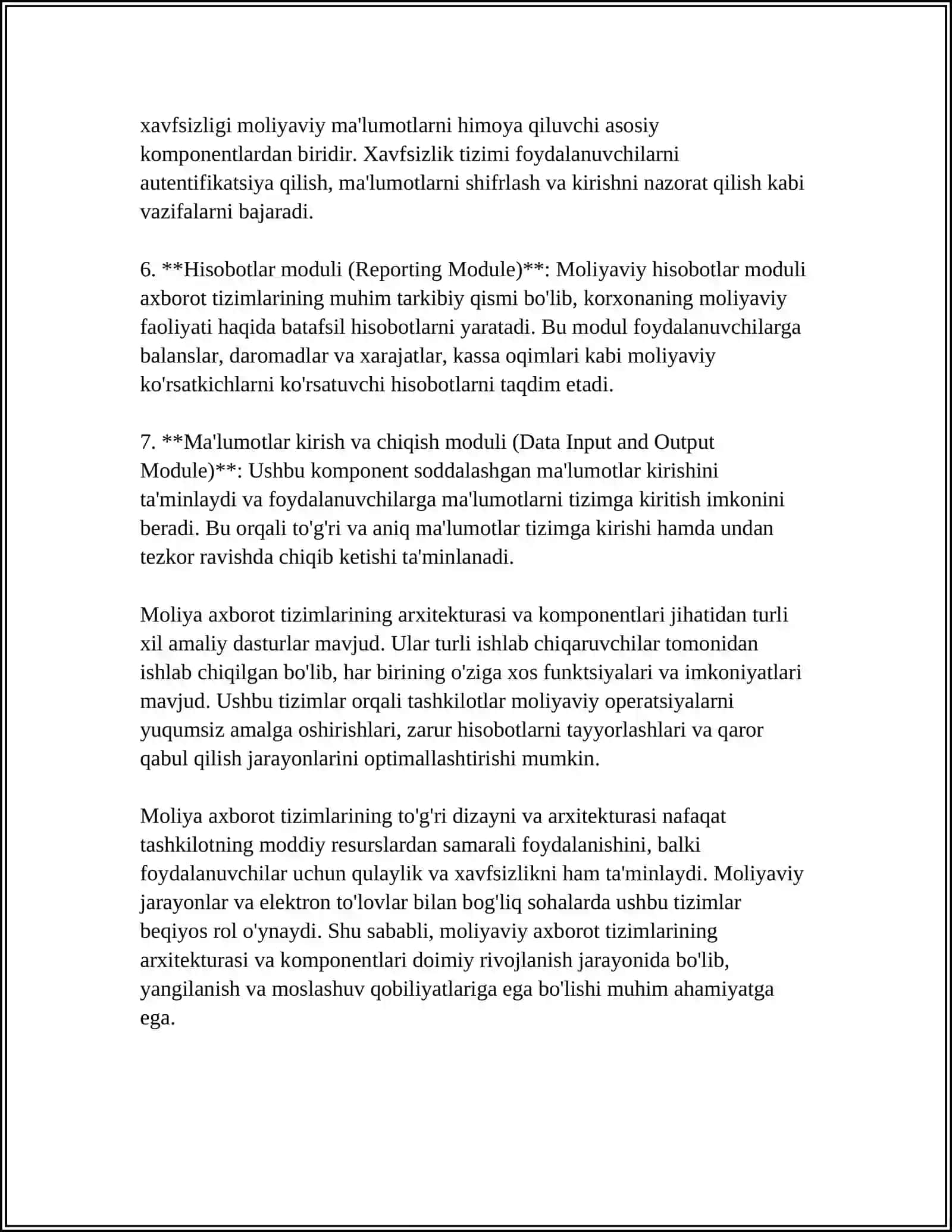 MOLIYAVIY AXBOROT TIZIMLARI VA ELEKTRON TO'LO'VLAR 4