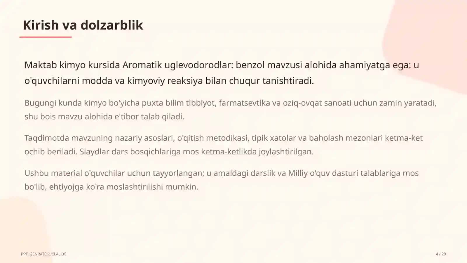 Aromatik uglevodorodlar: benzol (10-sinf) 4