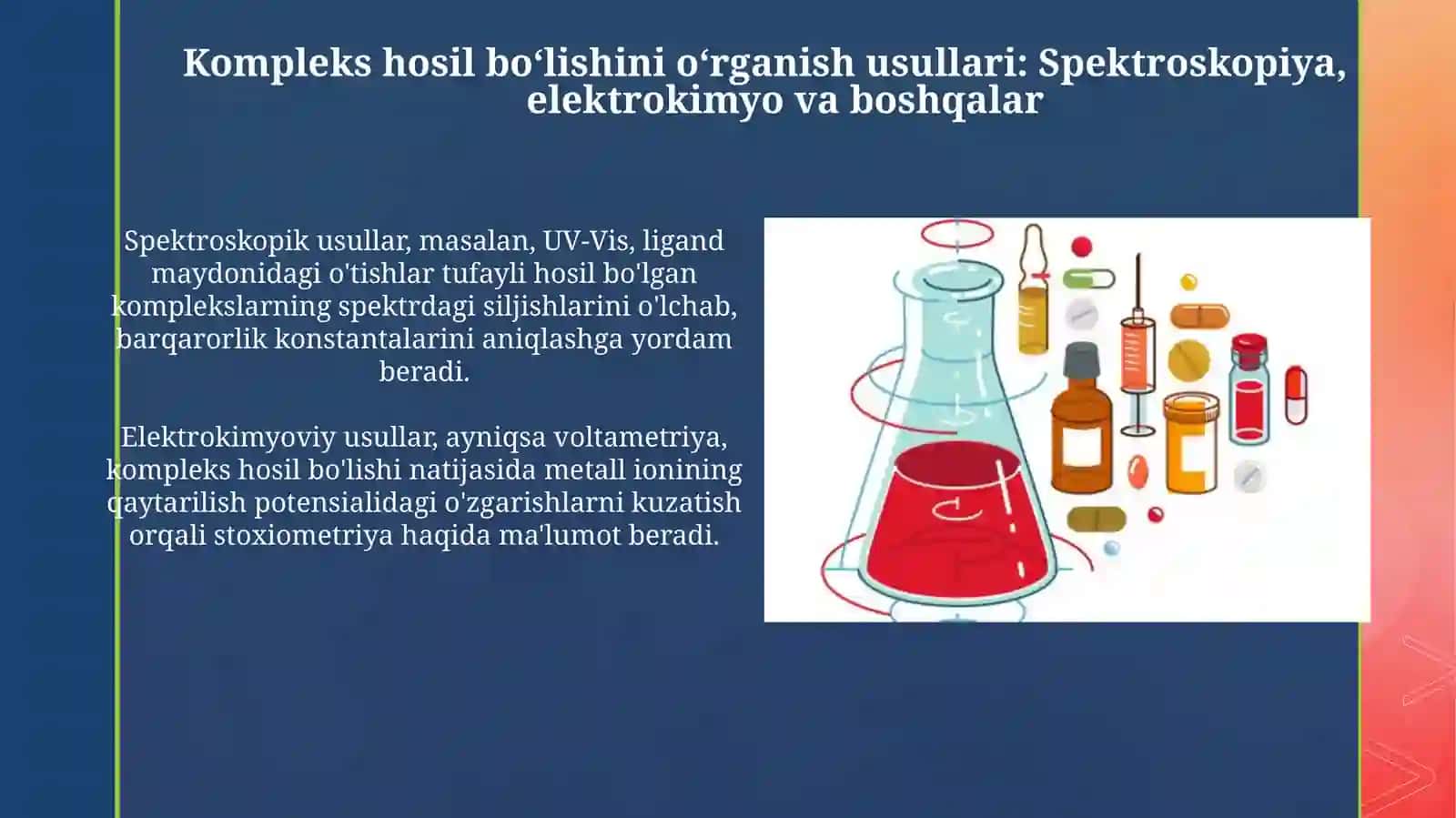 Kompleks hosil bo'lishini o'rganishning fizik-kimyoviy usullari 4