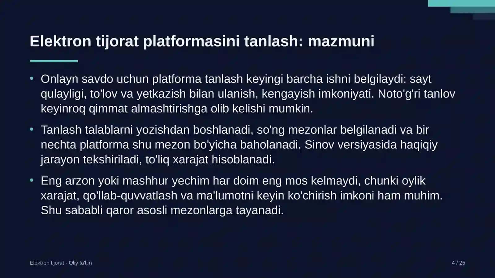 Internet-do'konlarda elektron tijorat platformasini tanlash 4