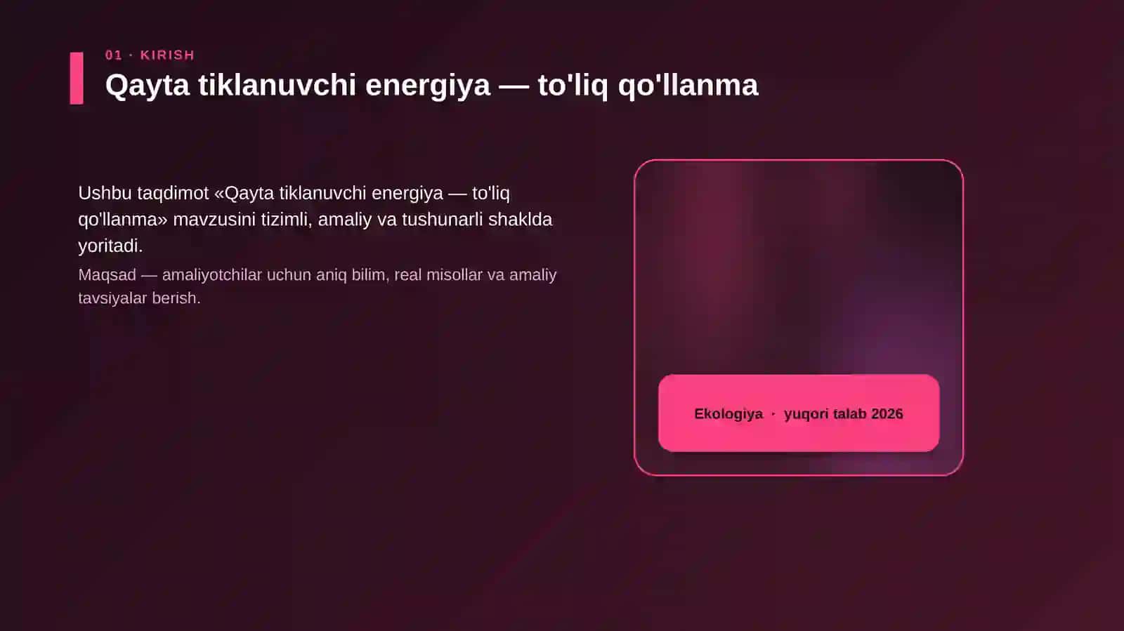 Qayta tiklanuvchi energiya — to'liq qo'llanma 4