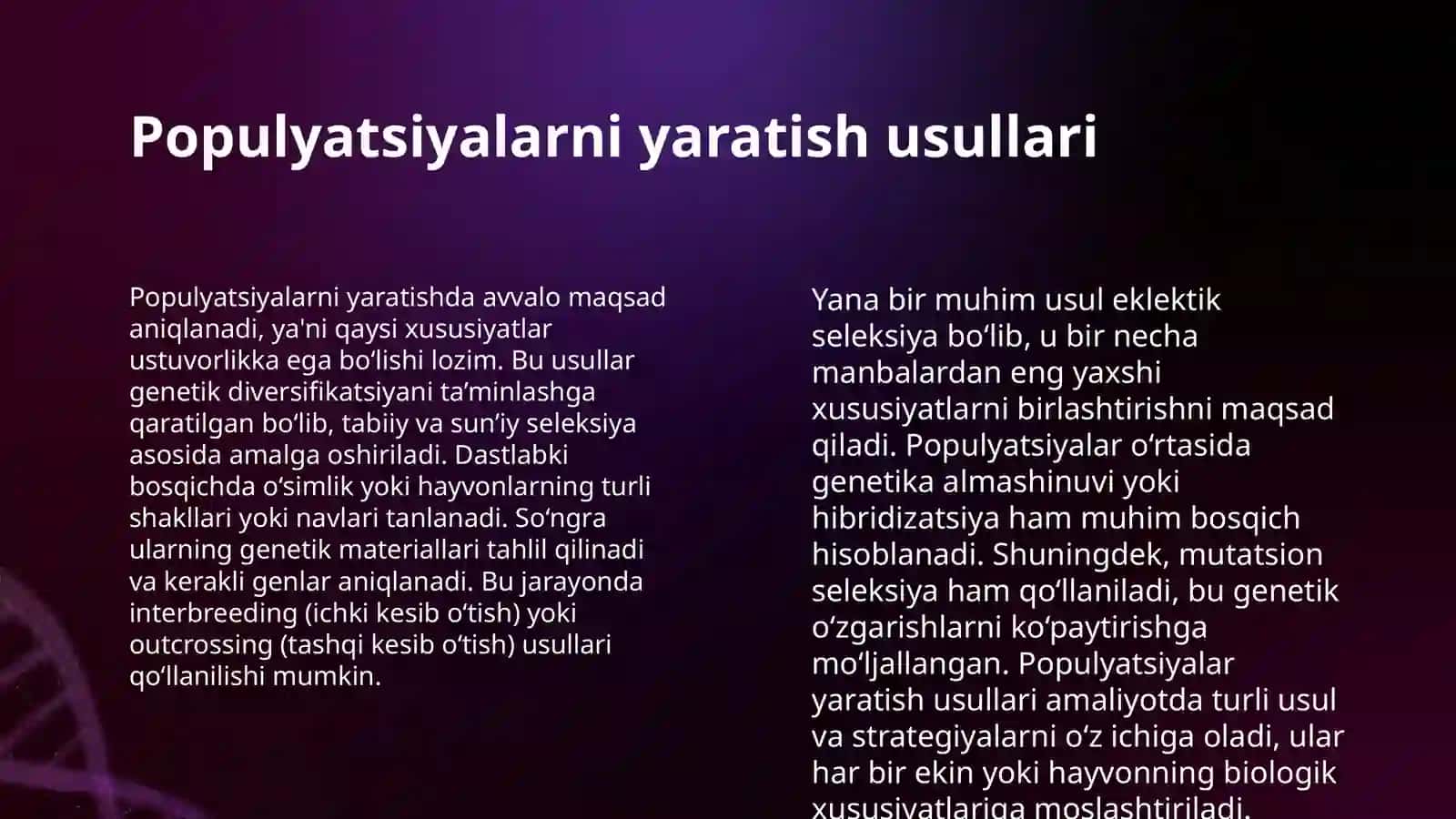 SELEKSIYA PAPULATSIYALARINI YARATISH METODLARI 4