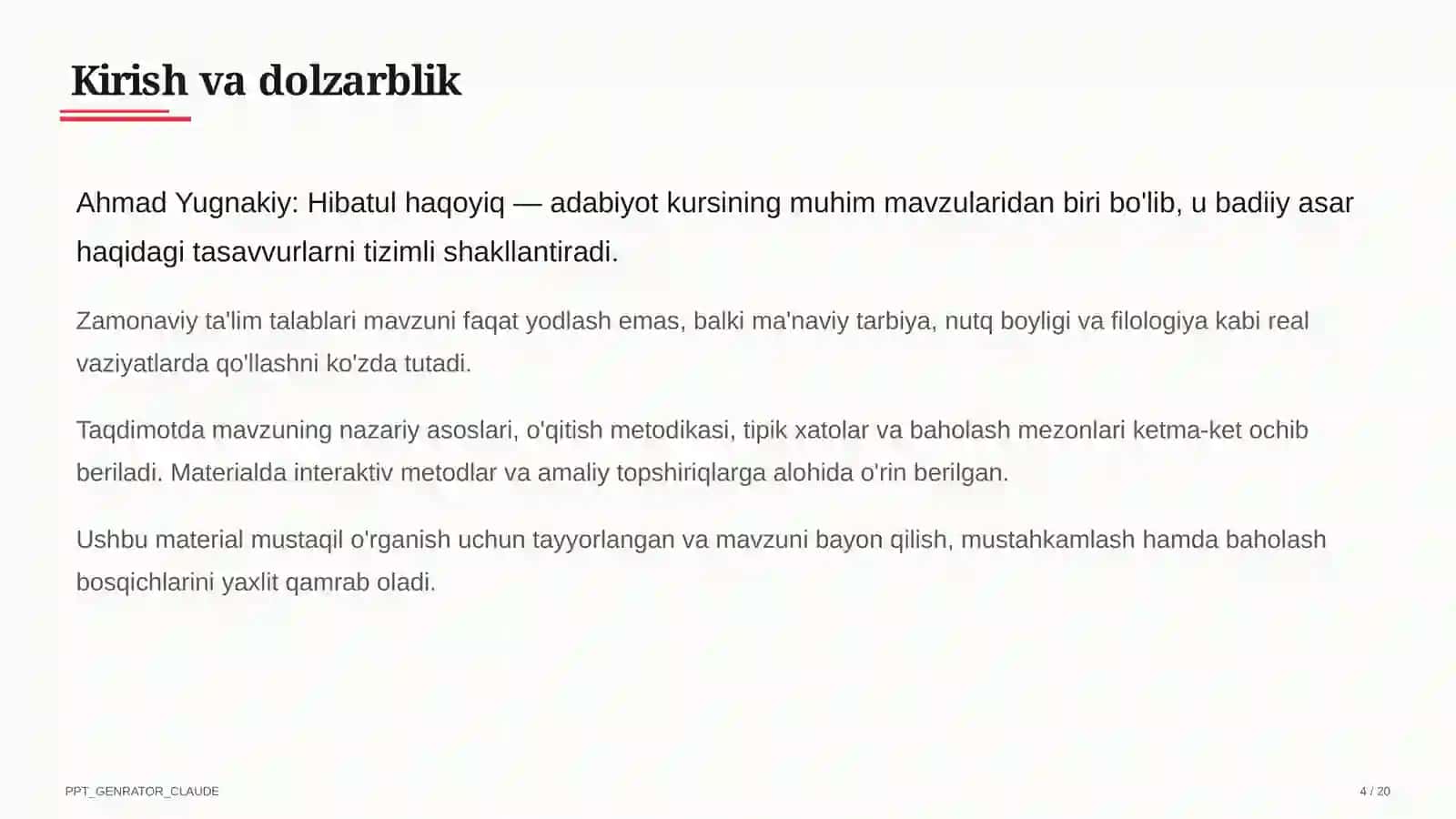 Ahmad Yugnakiy: Hibatul haqoyiq (7-sinf) 4