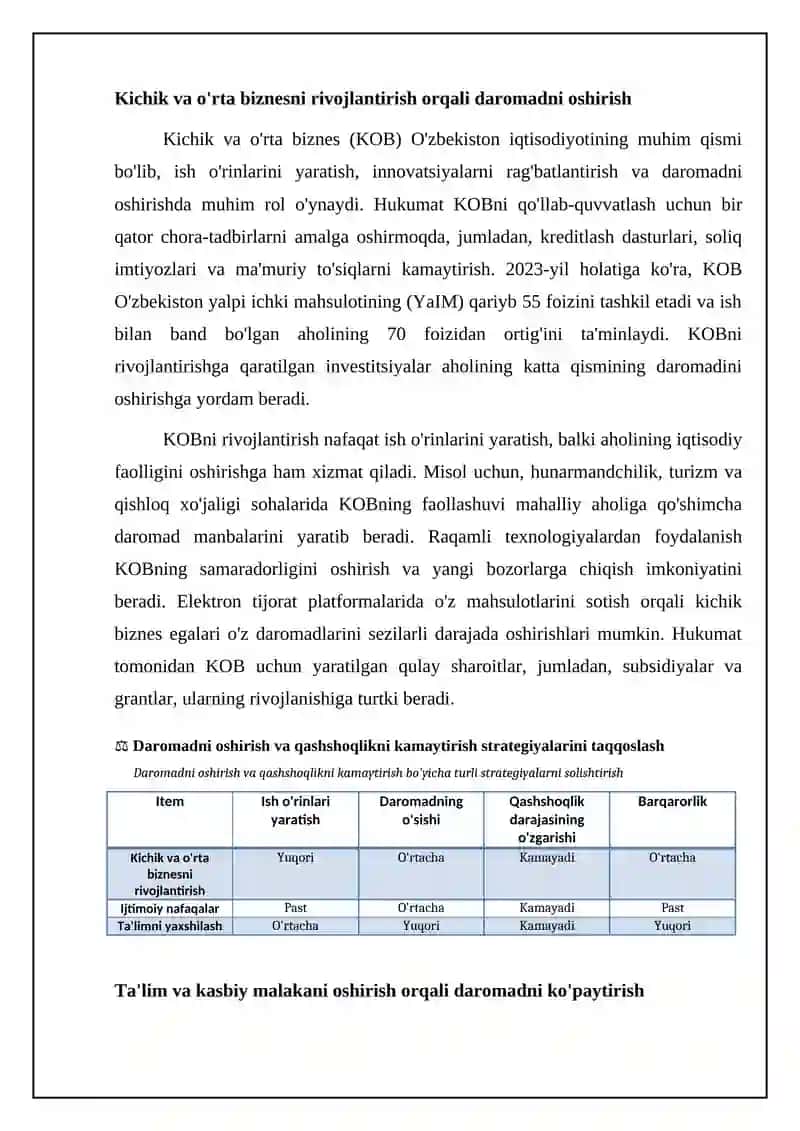 Daromadni oshirish va qashshoqlikni kamaytirish 4