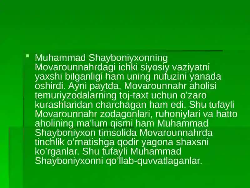 Dashti Qipchoq qabilalarining rahnamolari Abulxayrxon vafotidan so’ng boshlangan o’zaro qirg’inlarning yana takrorlanishi 4