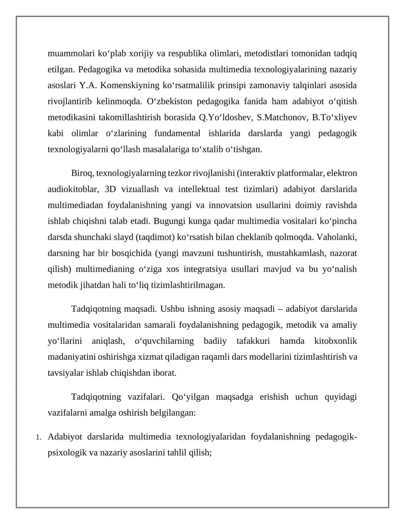Adabiyot darslarida multimediya vositalardan foydalanish yo‘llarini o‘rganish 4