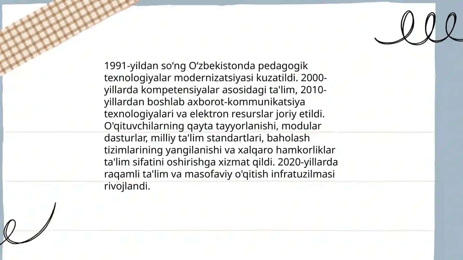 Oʻzbekistonda pedagogik texnologiyalar tarixiy rivojlanishi 4