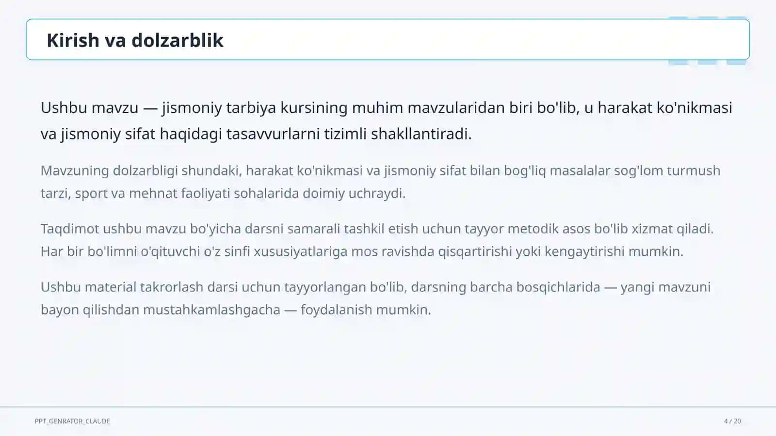 Chidamlilikni rivojlantirish: uzoq masofaga yugurish (7-sinf) 4