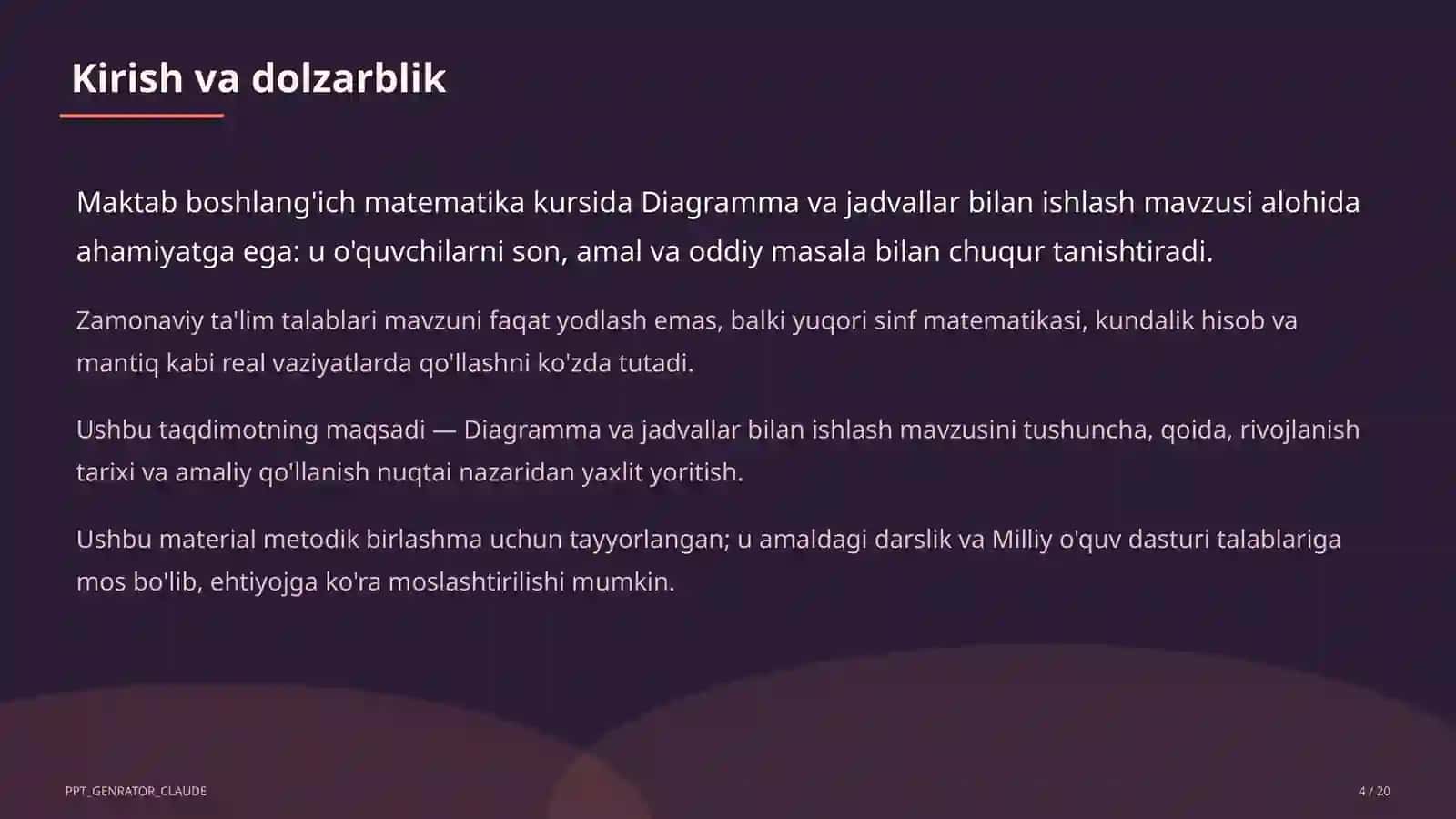 Diagramma va jadvallar bilan ishlash (4-sinf) 4