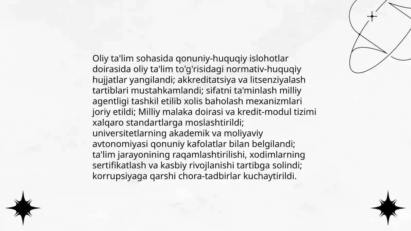 Oʻzbekistonda oliy ta'lim sohasida olib borilgan islohotlar va uning istiqbollari 4
