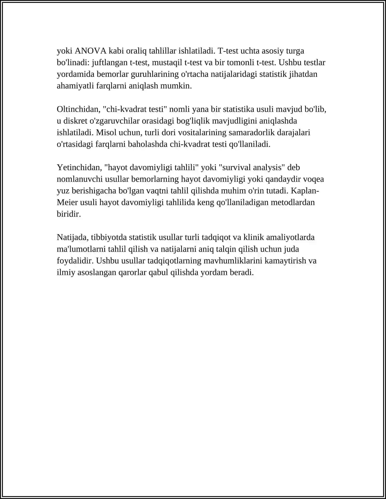 TIBBIYOT XODIMLARINING PROFESIONAL FAOLIYATIDA MATEMATIK METODLARNI QOʻLLASH 4
