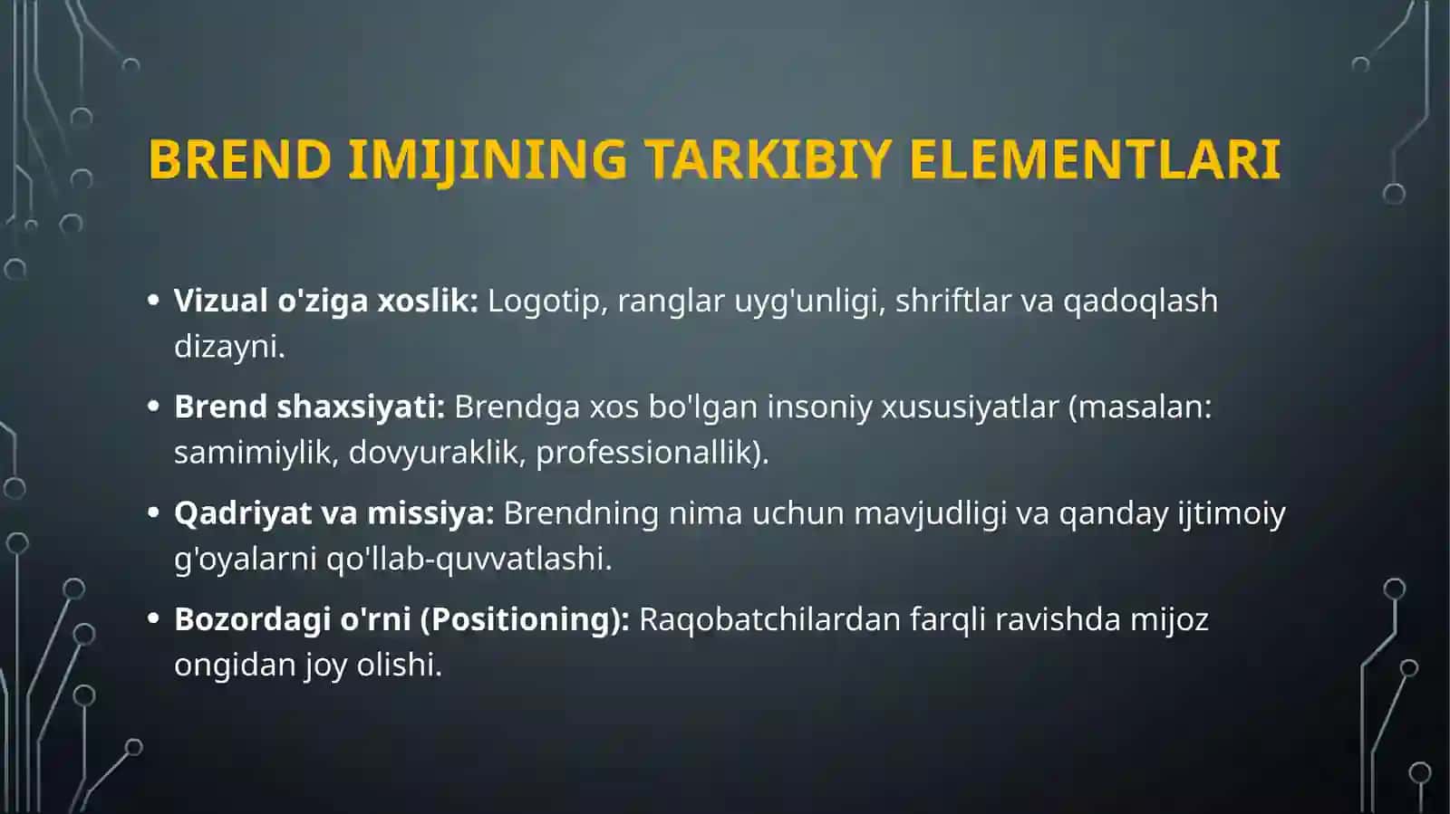 Brend imiji va unishakllantirish omillari 4