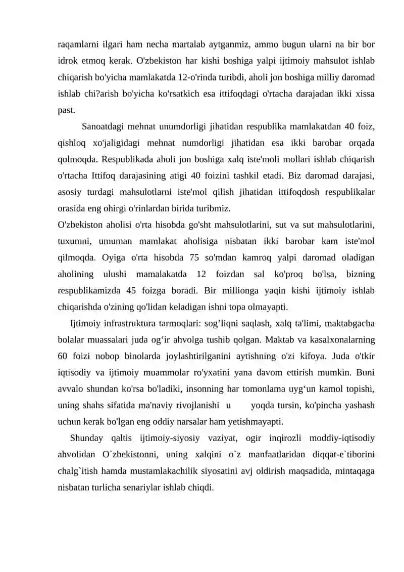 Mustaqillikka erishish arafasida O’zbekistondagi ijtimoiy-siyosiy jarayonlar 4