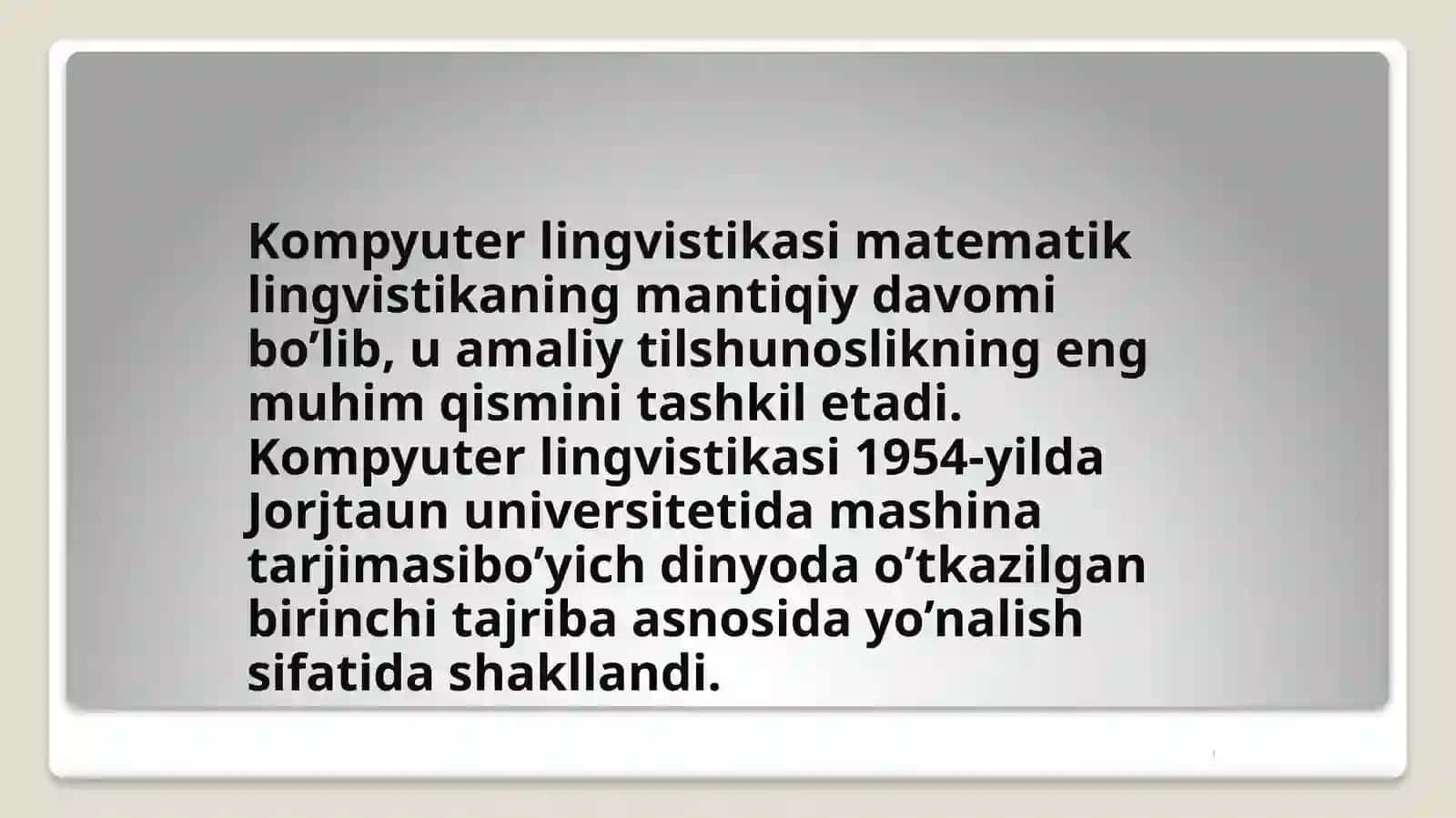 Kompyuterlingvistikasi metodlari, resurslari, yo’nalishlari 4