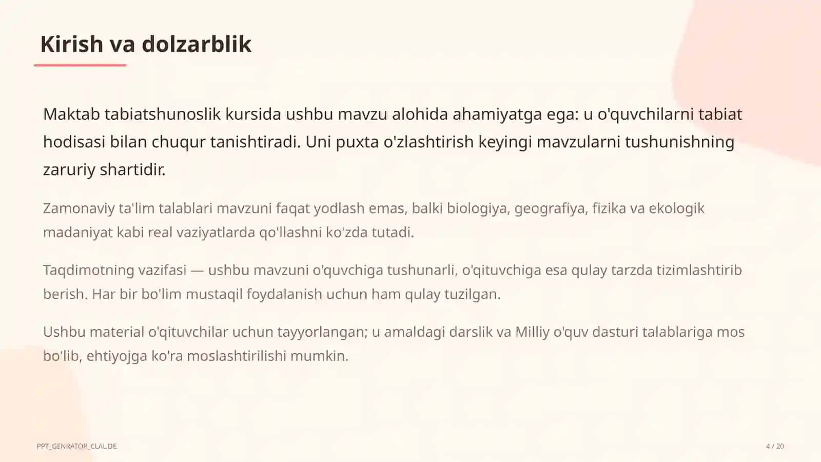 O'zbekistonning tabiiy zonalari: cho'l, tog', vodiy (4-sinf) 4