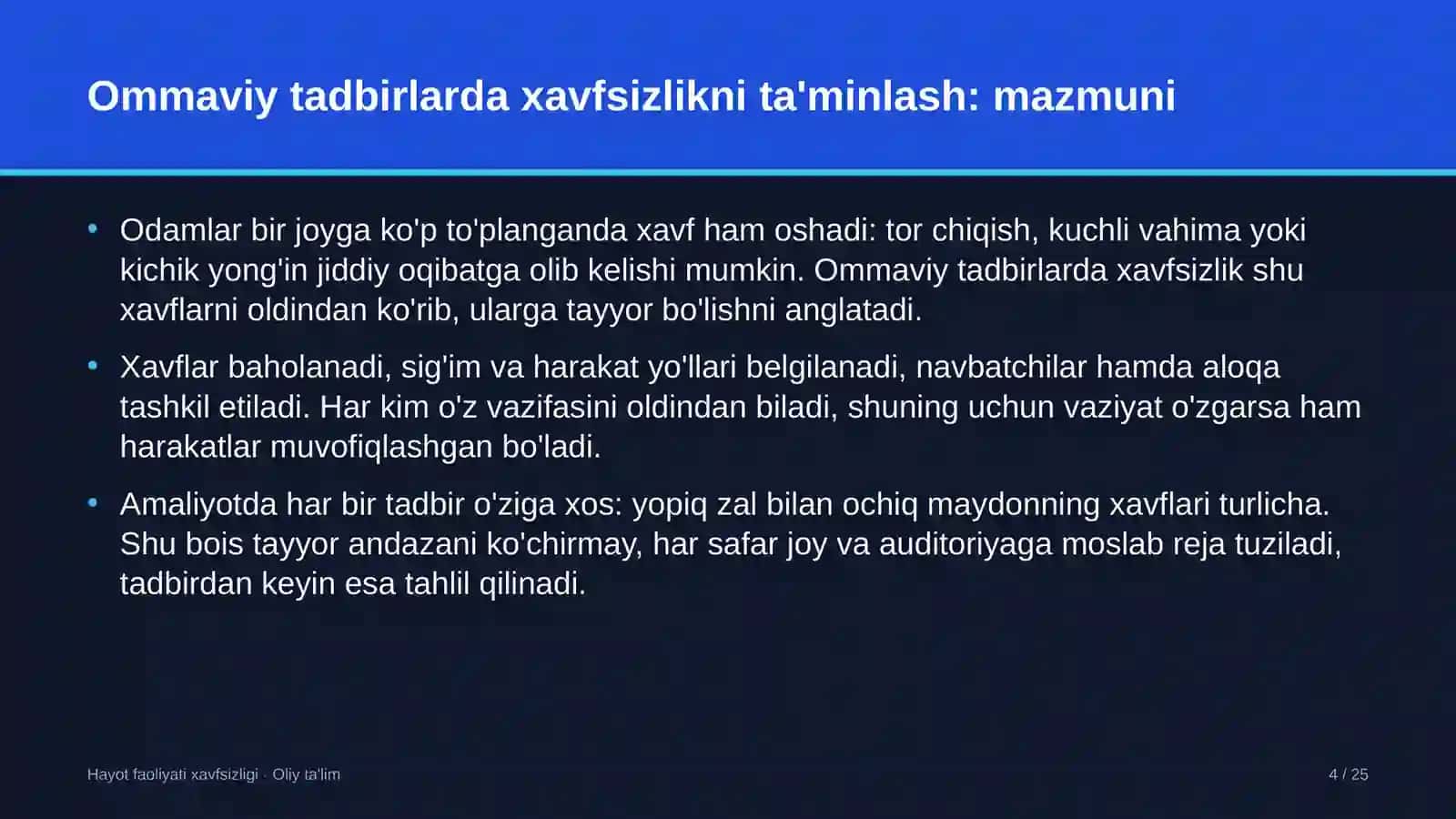 ommaviy axborot vositalarida ommaviy tadbirlarda xavfsizlikni ta'minlash 5545 4