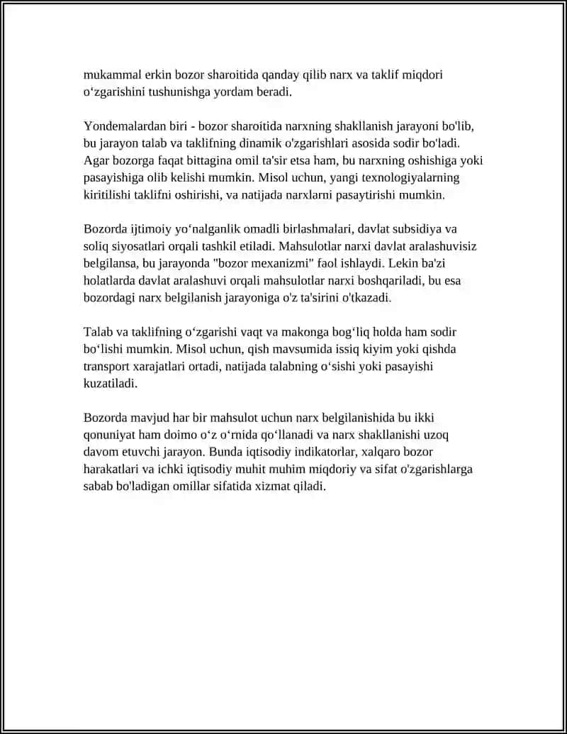TALAB VA TAKLIF QONUNIGA KOʻRA NARX BELGILASH 4