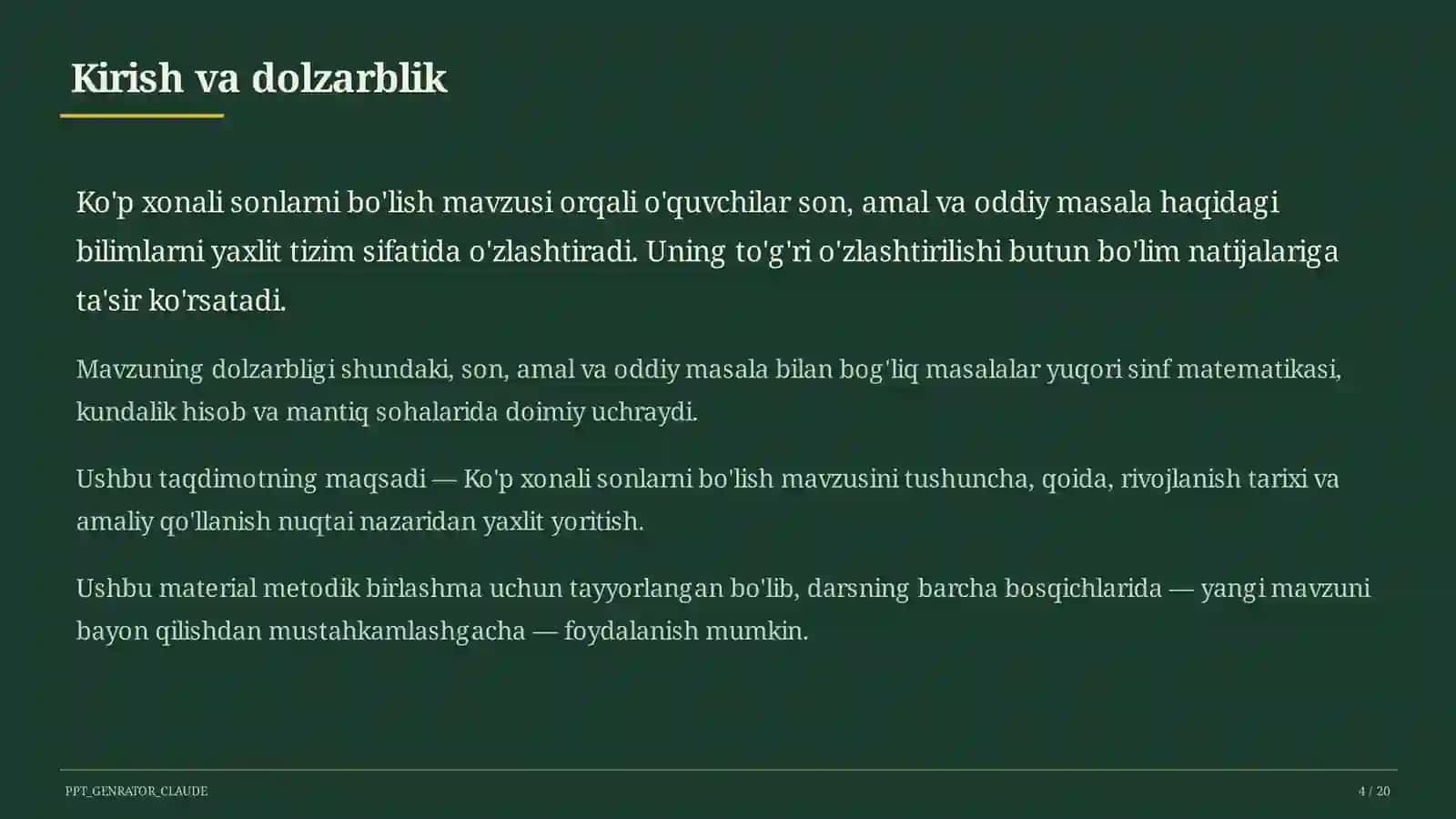 Ko'p xonali sonlarni bo'lish (4-sinf) 4