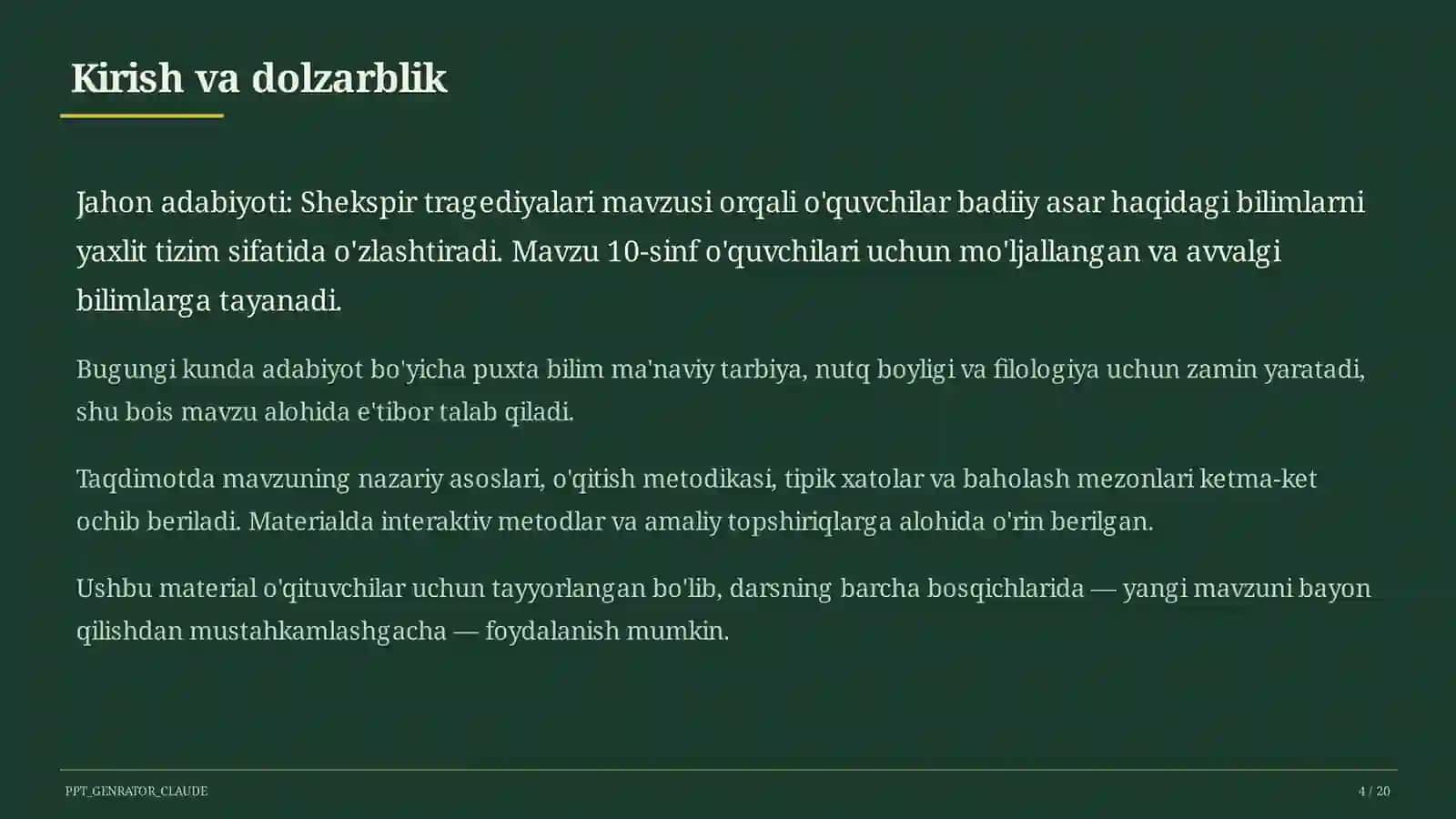 Shekspir tragediyalari (10-sinf) 4