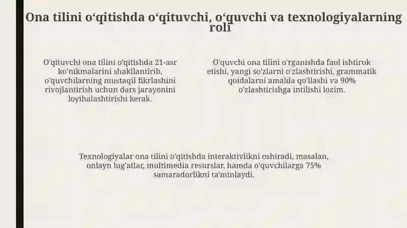 Ona Tili va Unioʻqitish Metodikasi 4